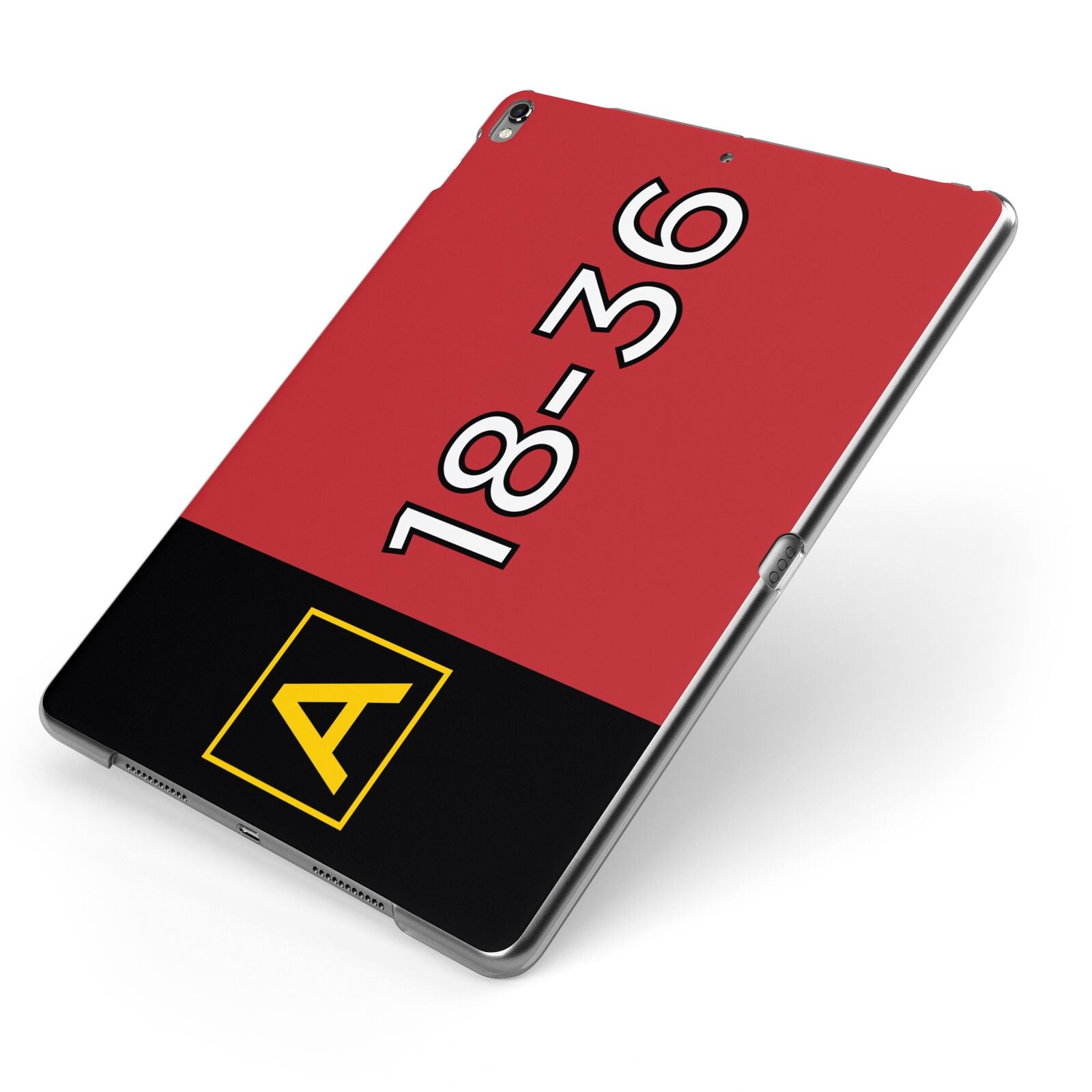 Personalised Runway Holding Position Apple iPad Case on Grey iPad Side View