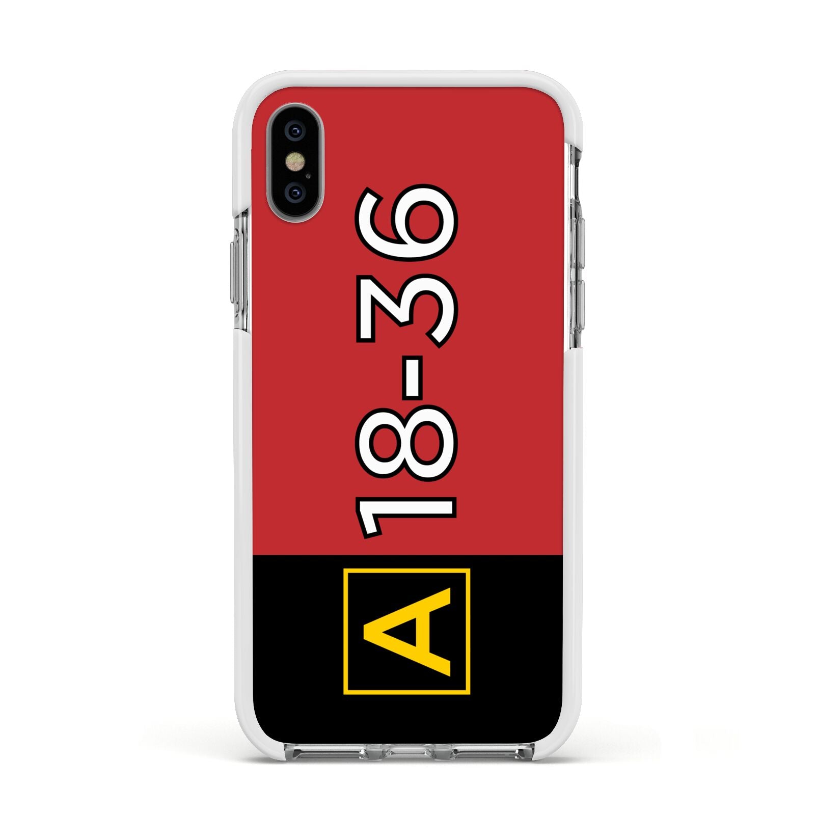 Personalised Runway Holding Position Apple iPhone Xs Impact Case White Edge on Silver Phone