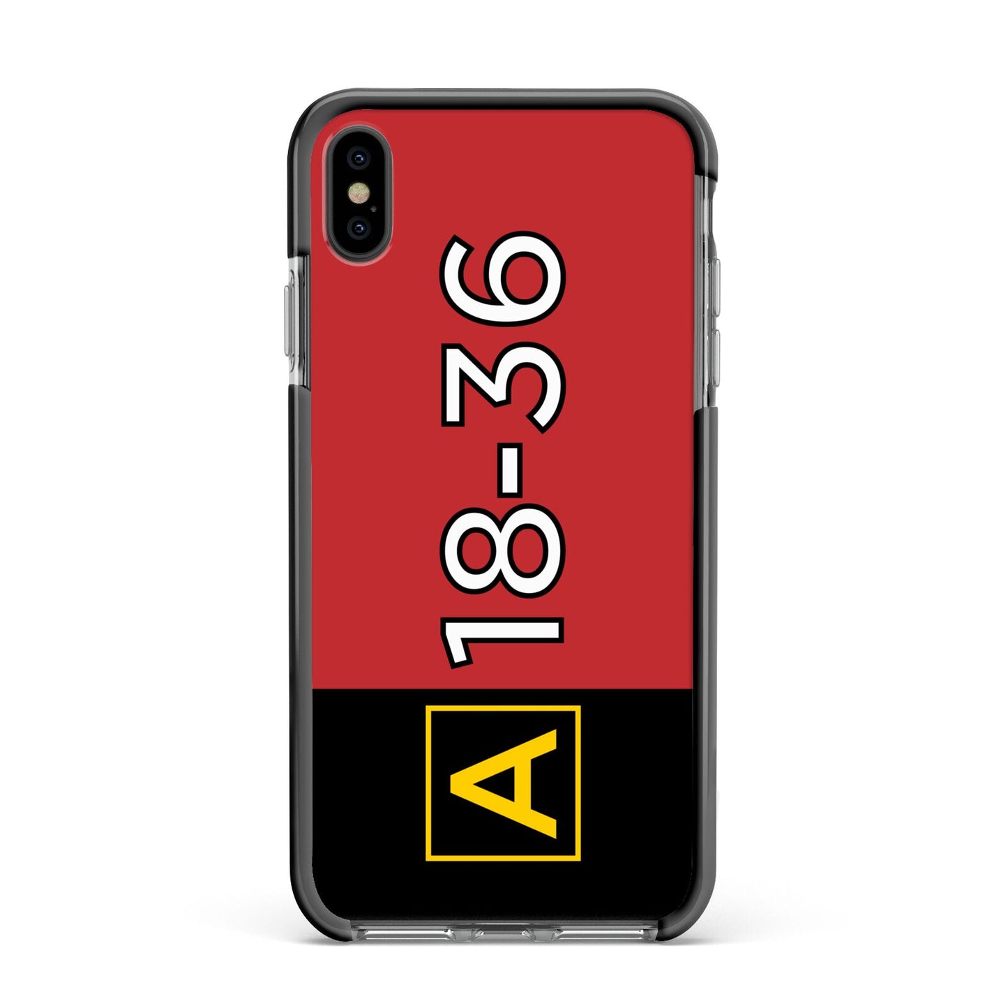 Personalised Runway Holding Position Apple iPhone Xs Max Impact Case Black Edge on Black Phone