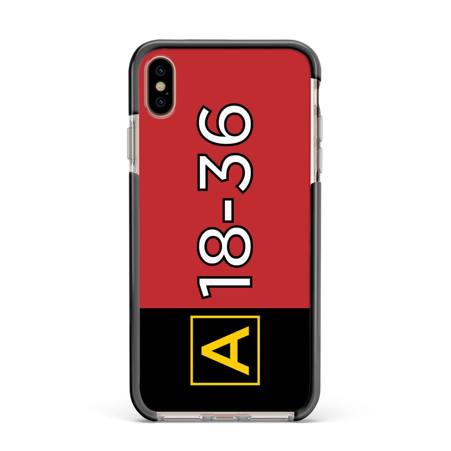 Personalised Runway Holding Position Apple iPhone Xs Max Impact Case Black Edge on Gold Phone