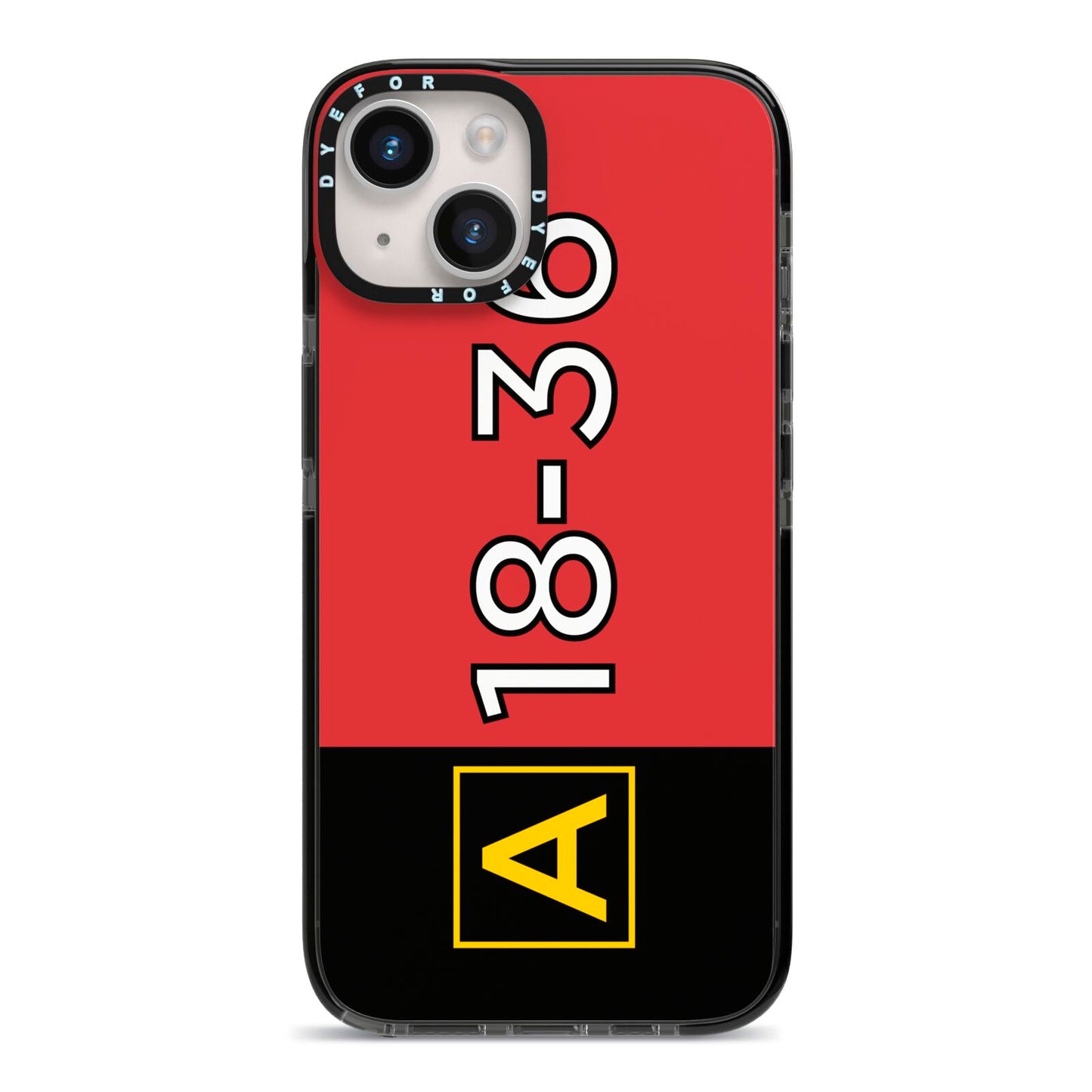 Personalised Runway Holding Position iPhone 14 Black Impact Case on Silver phone