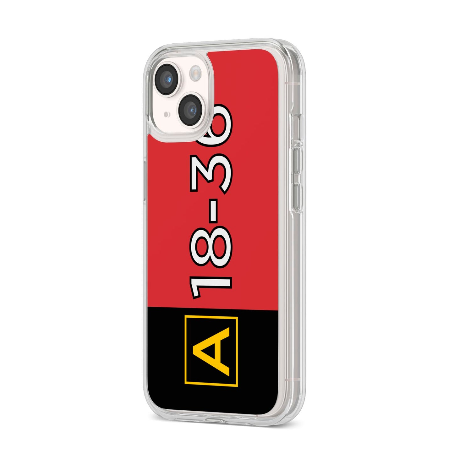 Personalised Runway Holding Position iPhone 14 Clear Tough Case Starlight Angled Image