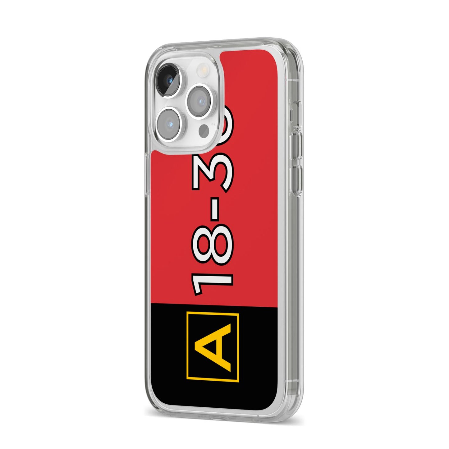 Personalised Runway Holding Position iPhone 14 Pro Max Clear Tough Case Silver Angled Image