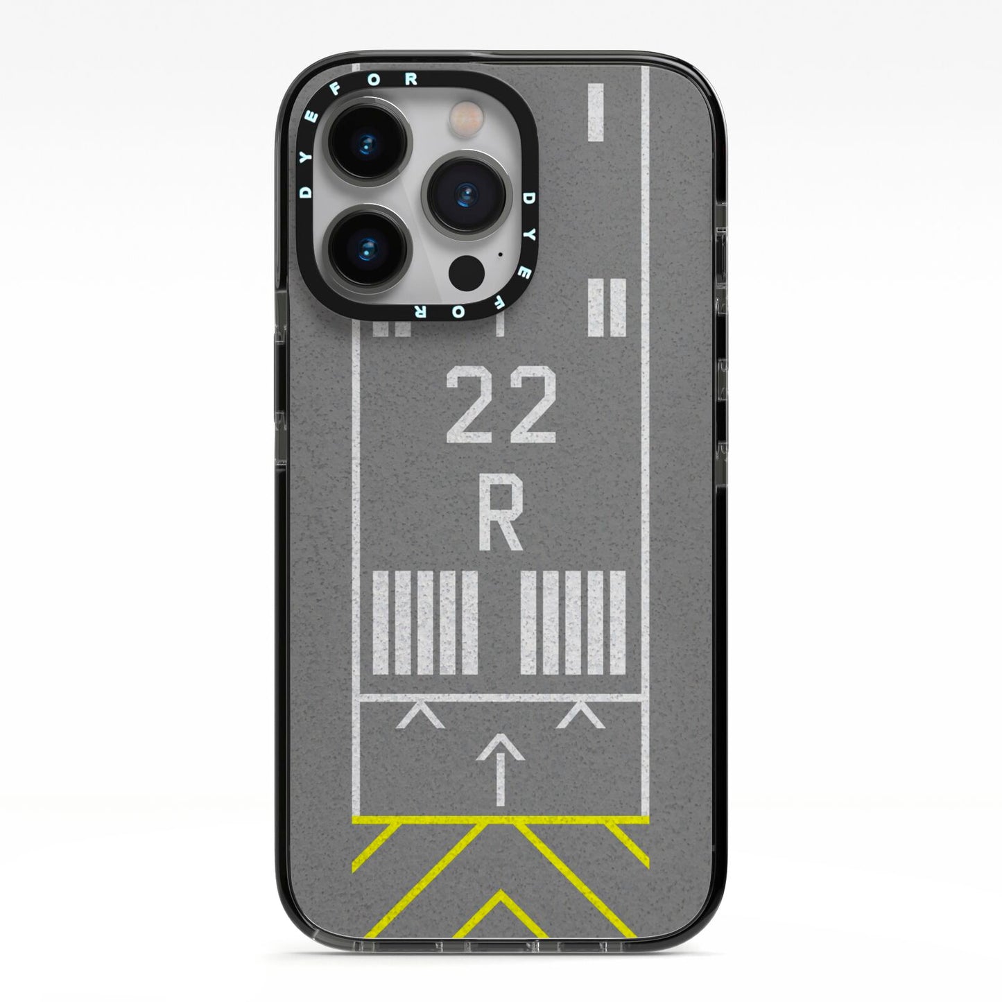 Personalised Runway iPhone 13 Pro Black Impact Case on Silver phone