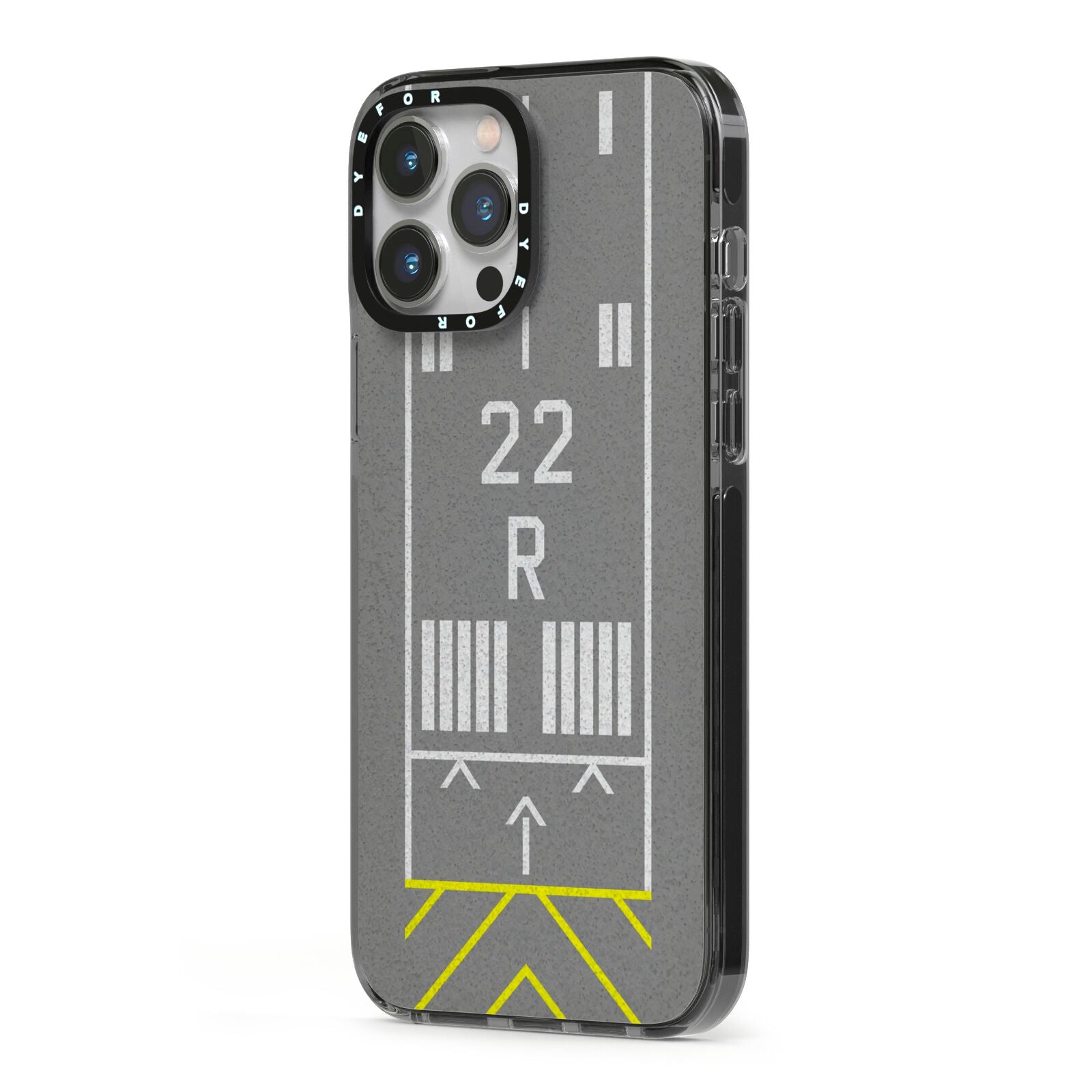 Personalised Runway iPhone 13 Pro Max Black Impact Case Side Angle on Silver phone
