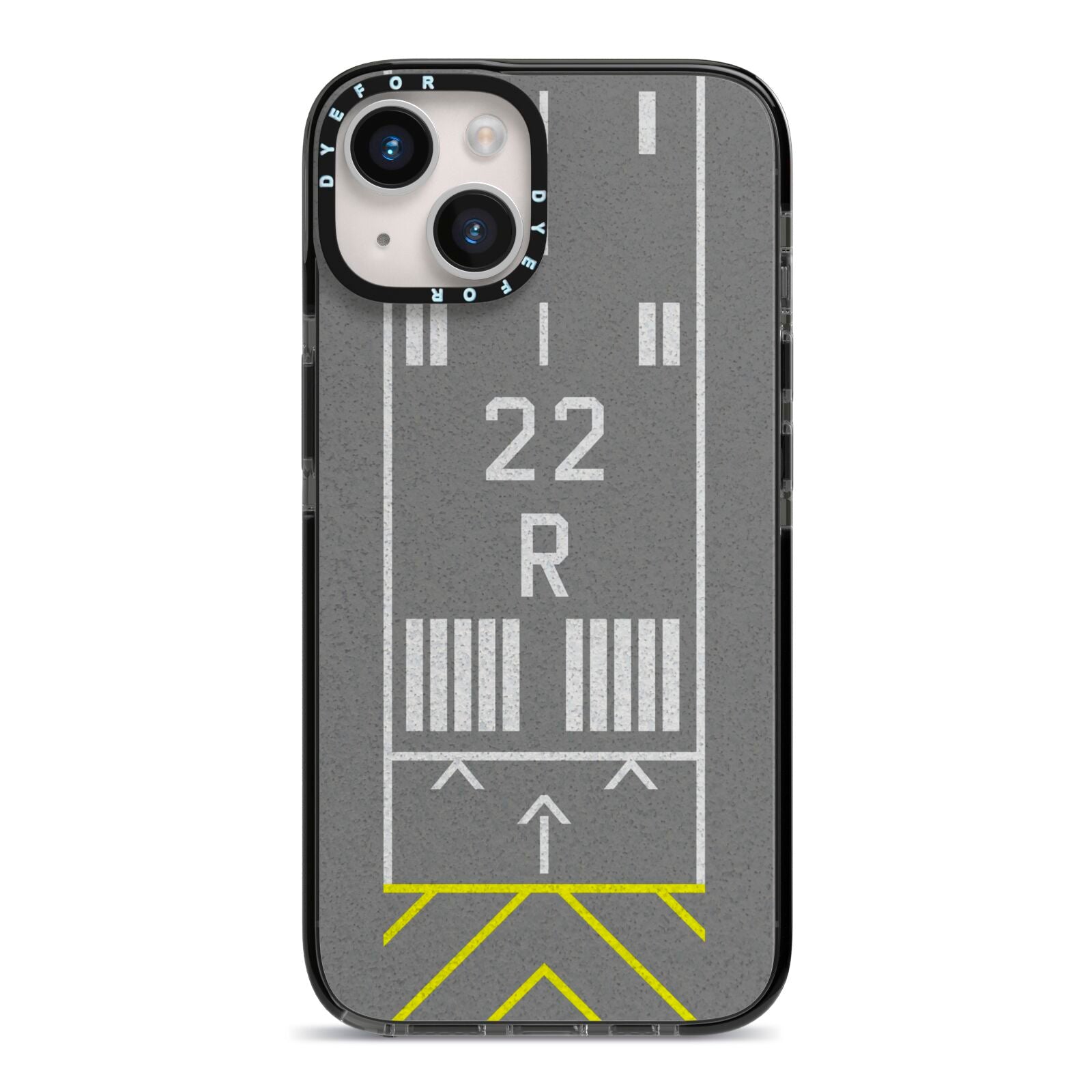 Personalised Runway iPhone 14 Black Impact Case on Silver phone