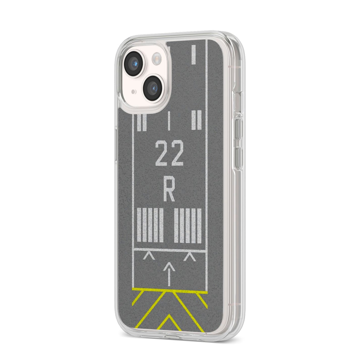 Personalised Runway iPhone 14 Clear Tough Case Starlight Angled Image