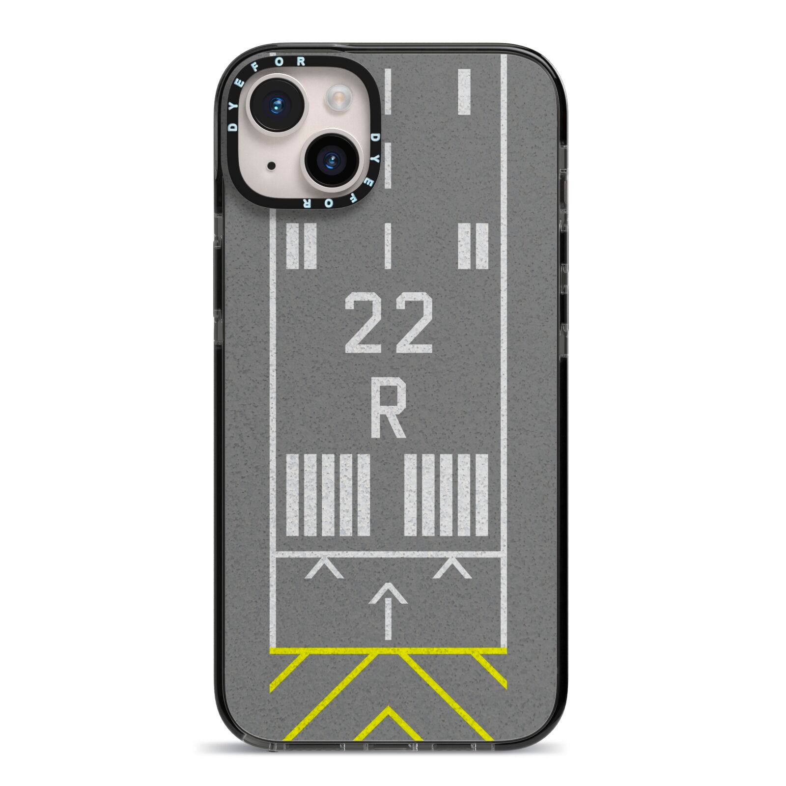 Personalised Runway iPhone 14 Plus Black Impact Case on Silver phone