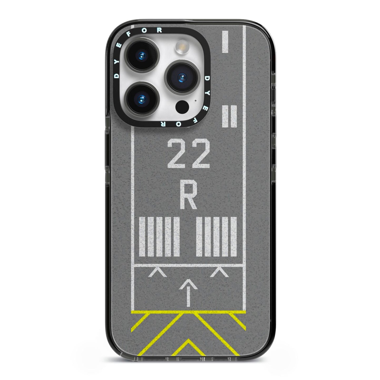 Personalised Runway iPhone 14 Pro Black Impact Case on Silver phone