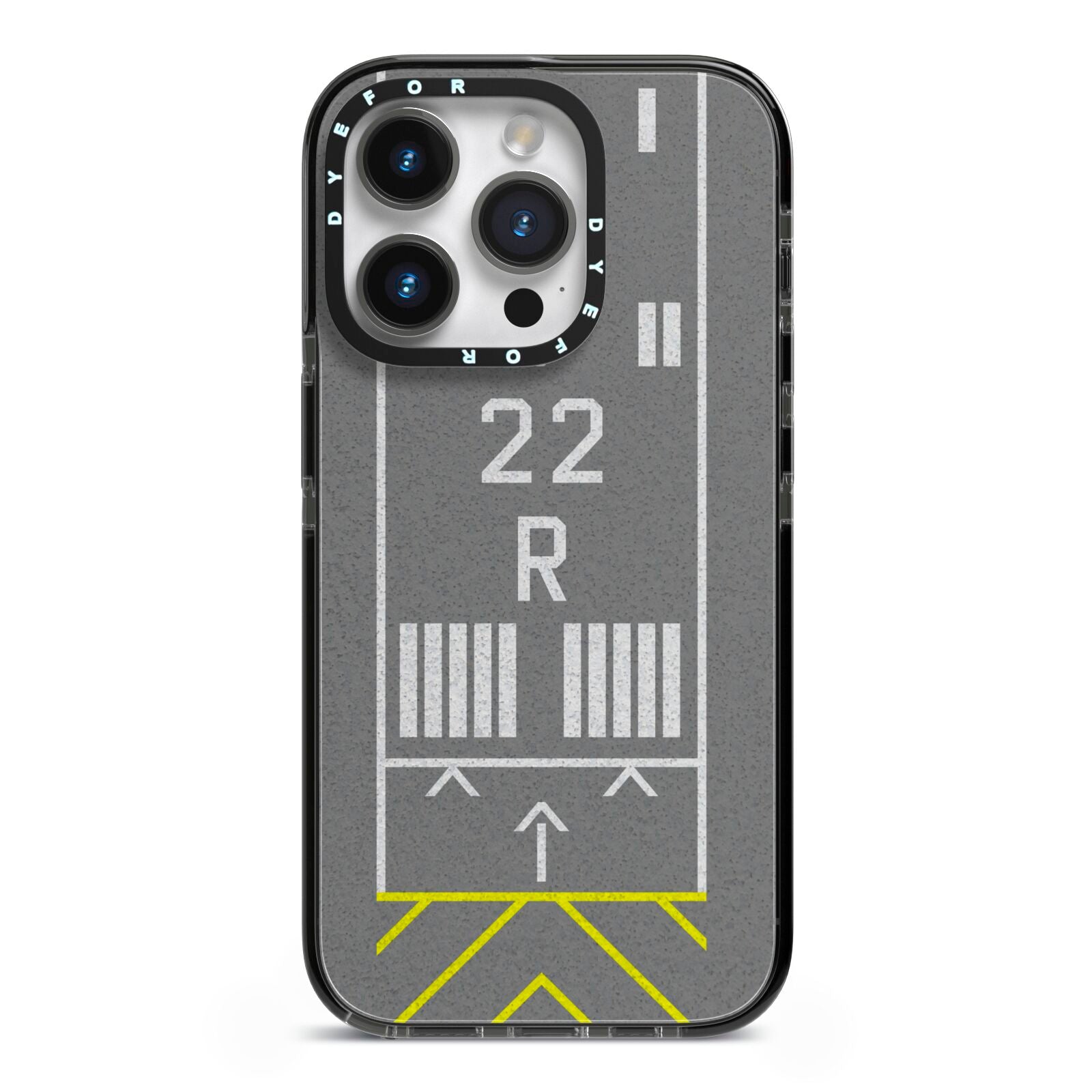 Personalised Runway iPhone 14 Pro Black Impact Case on Silver phone