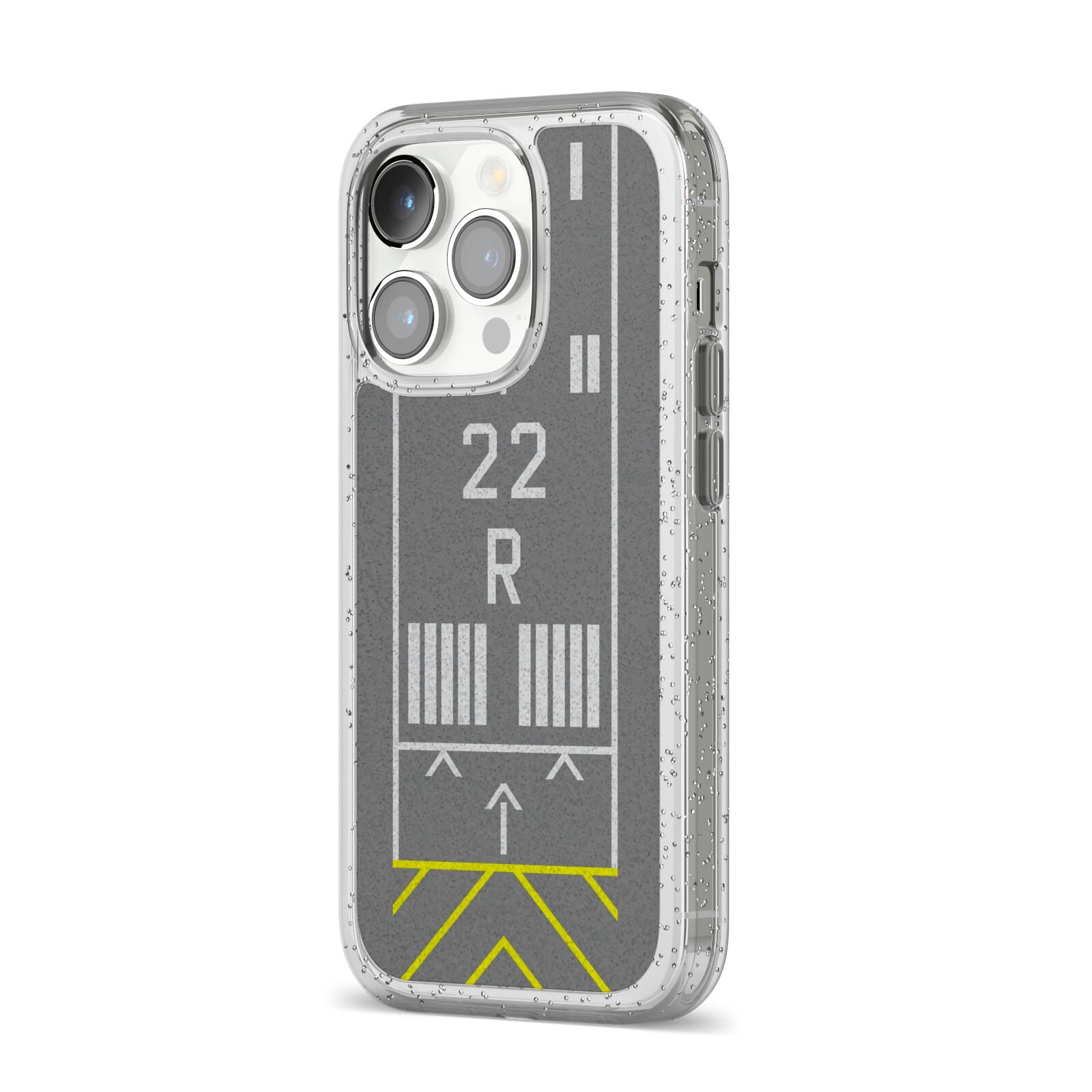 Personalised Runway iPhone 14 Pro Glitter Tough Case Silver Angled Image