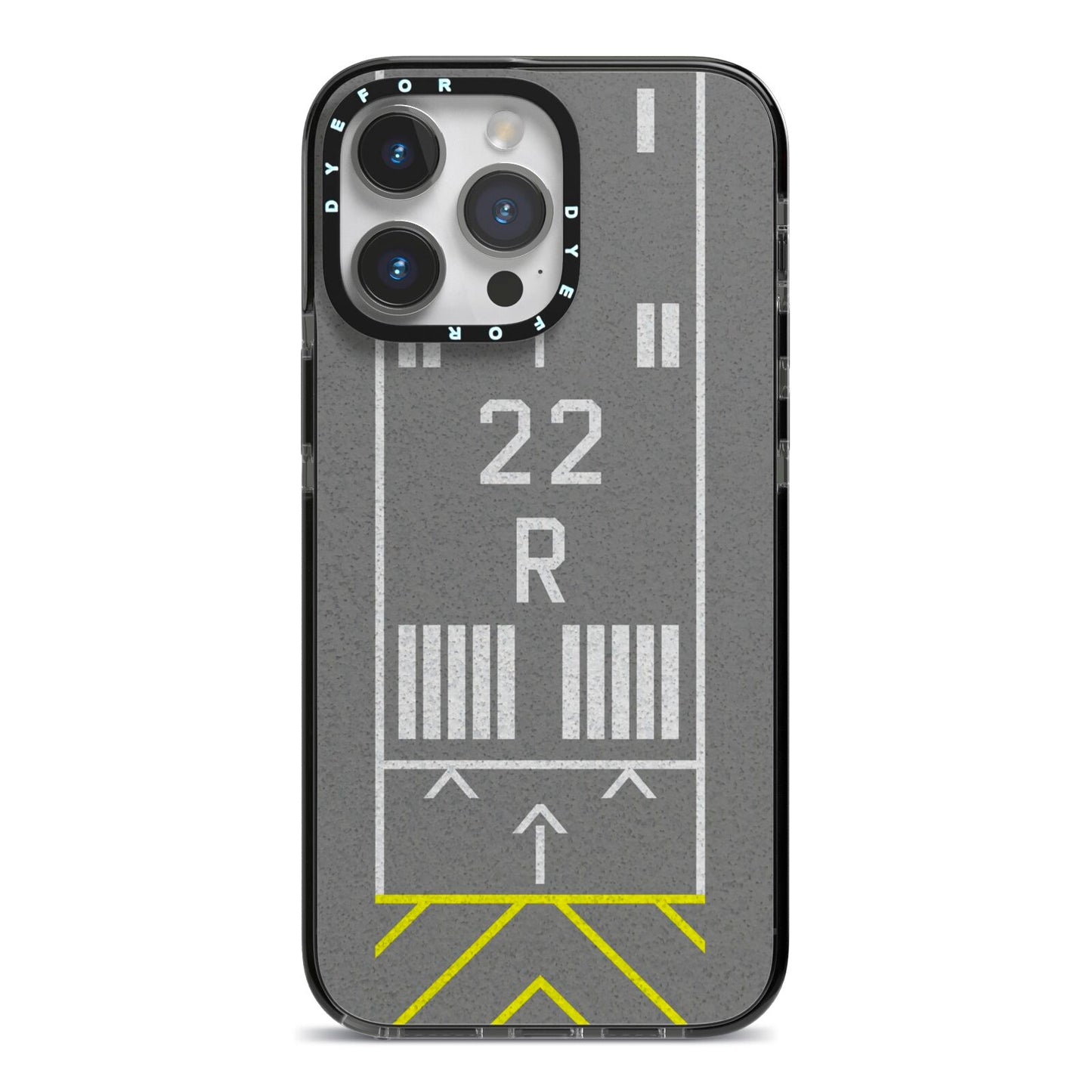 Personalised Runway iPhone 14 Pro Max Black Impact Case on Silver phone