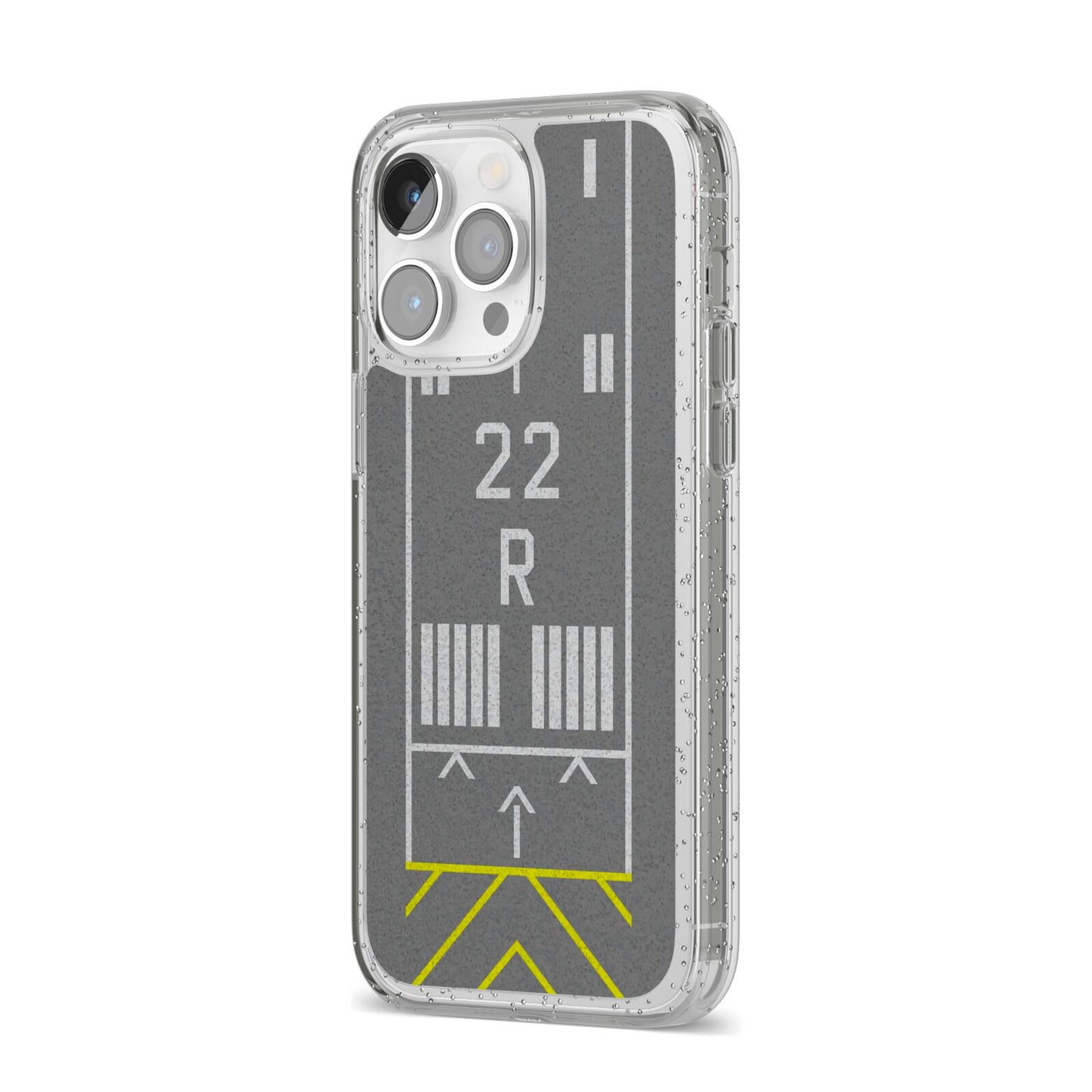 Personalised Runway iPhone 14 Pro Max Glitter Tough Case Silver Angled Image