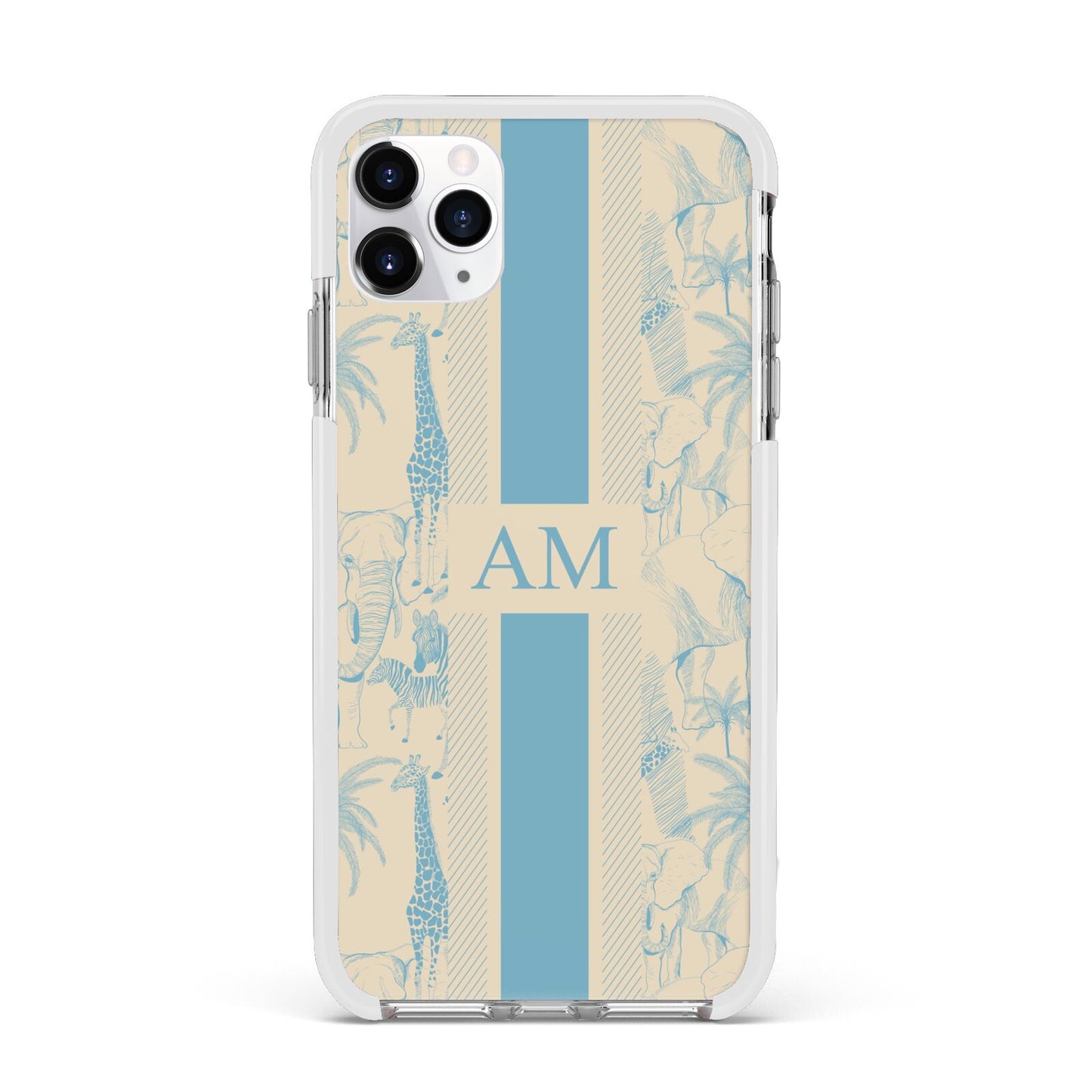 Personalised Safari Apple iPhone 11 Pro Max in Silver with White Impact Case