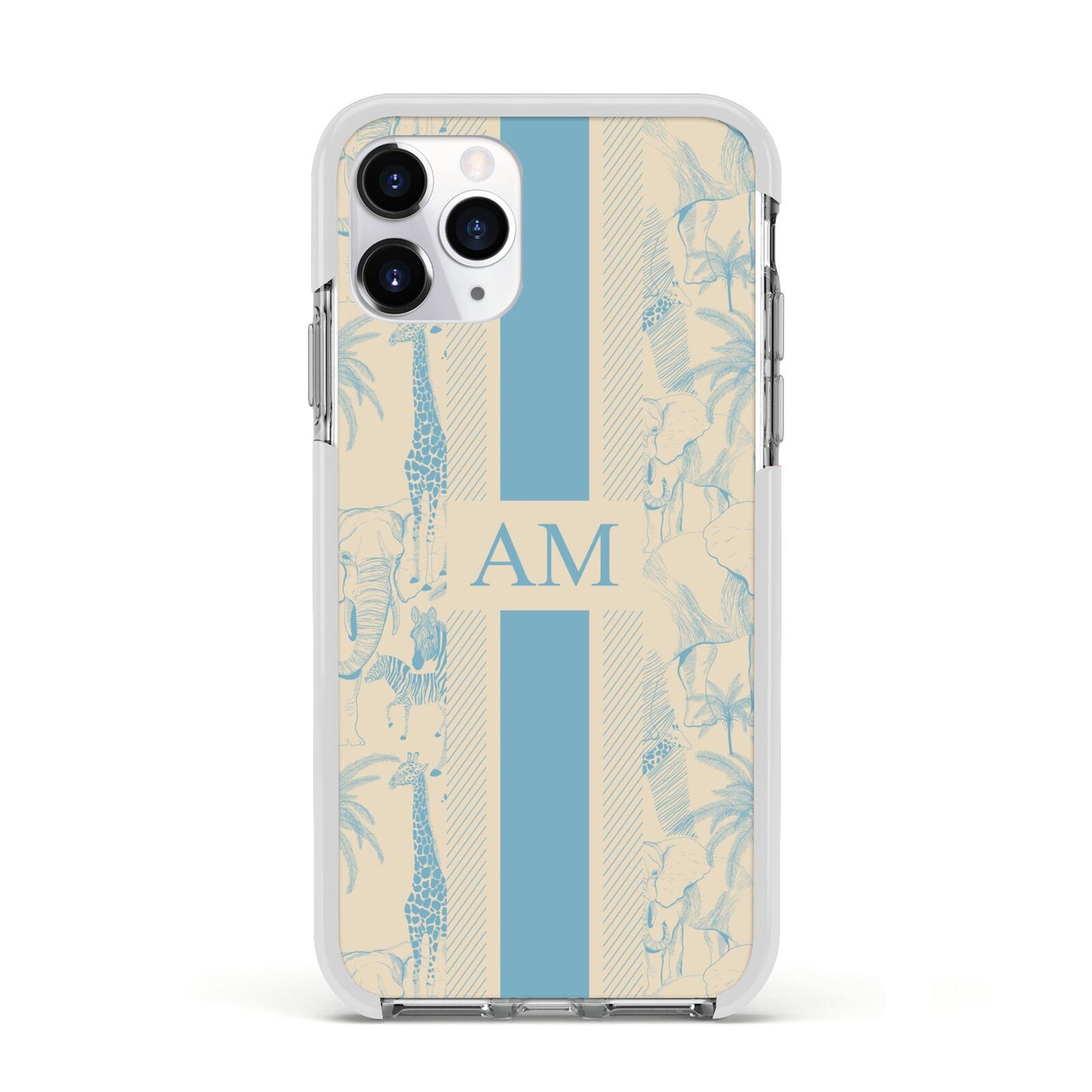 Personalised Safari Apple iPhone 11 Pro in Silver with White Impact Case