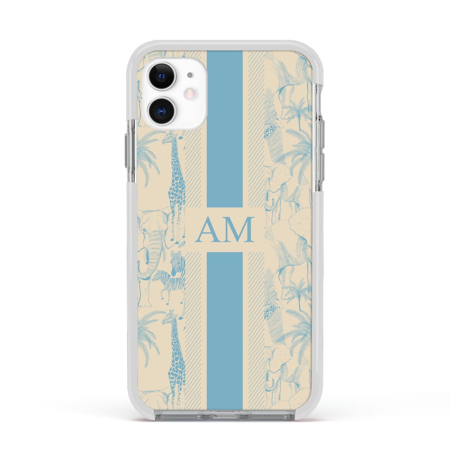 Personalised Safari Apple iPhone 11 in White with White Impact Case
