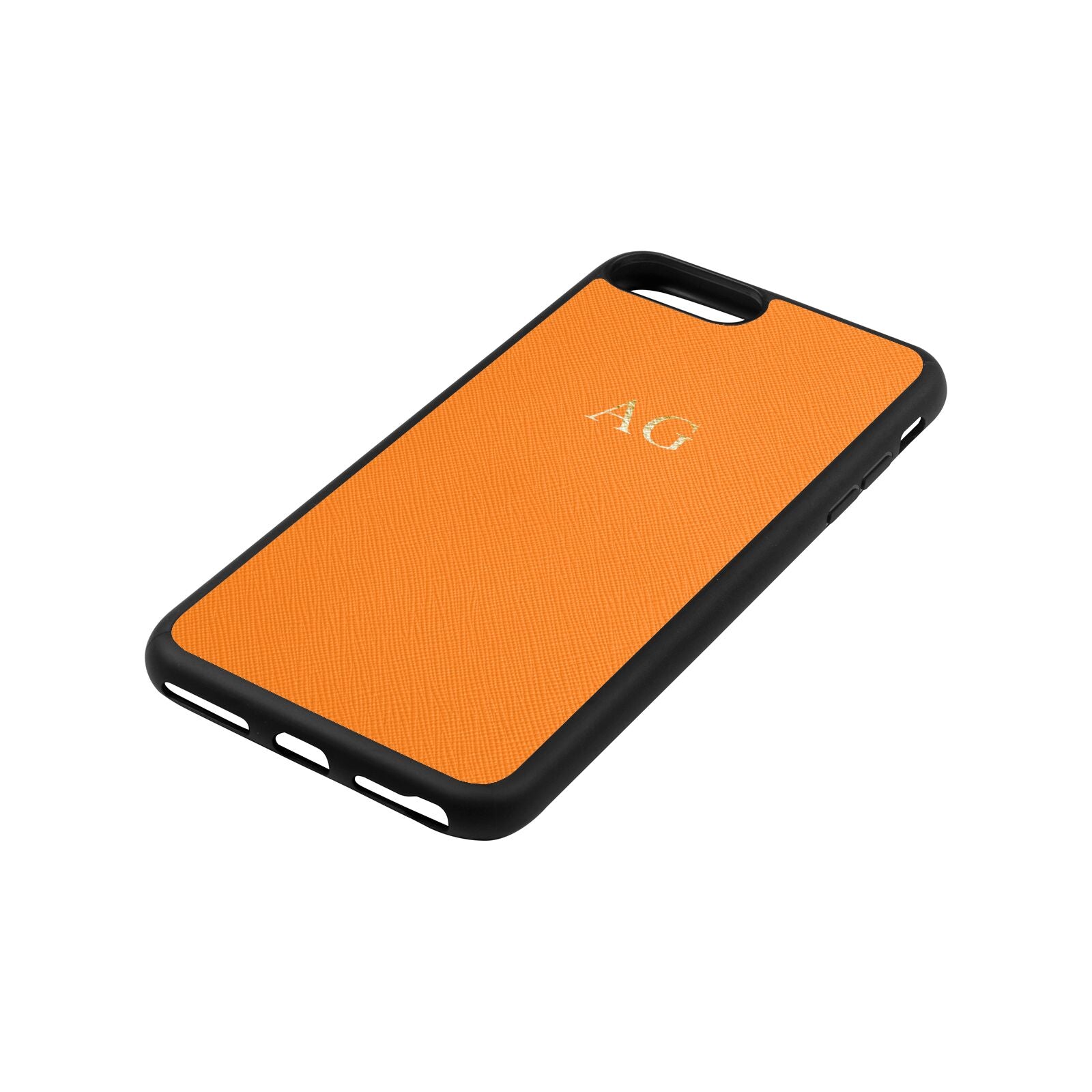 Personalised Saffron Saffiano Leather iPhone 8 Plus Case Side Angle