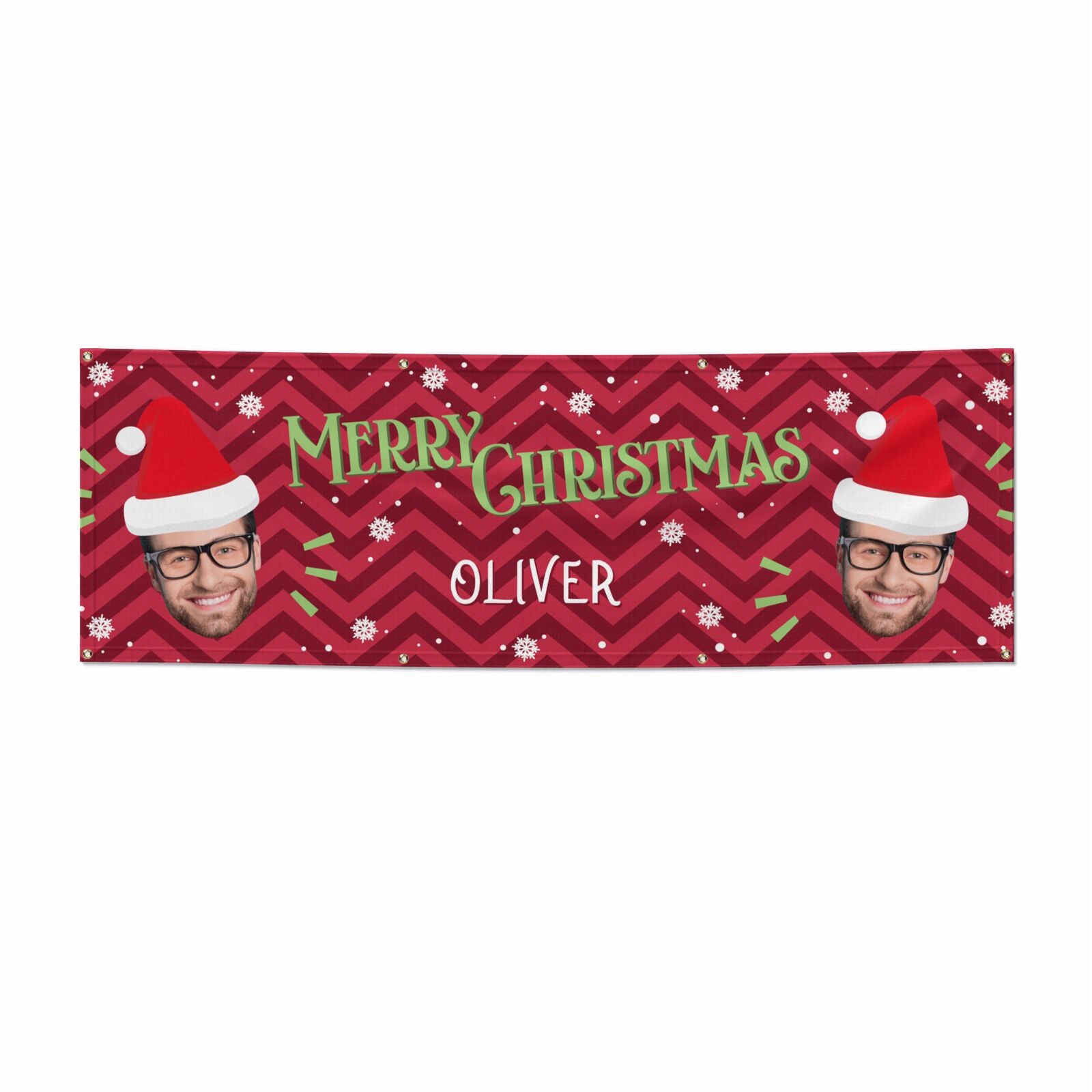 Personalised Santa Face 6x2 Vinly Banner with Grommets