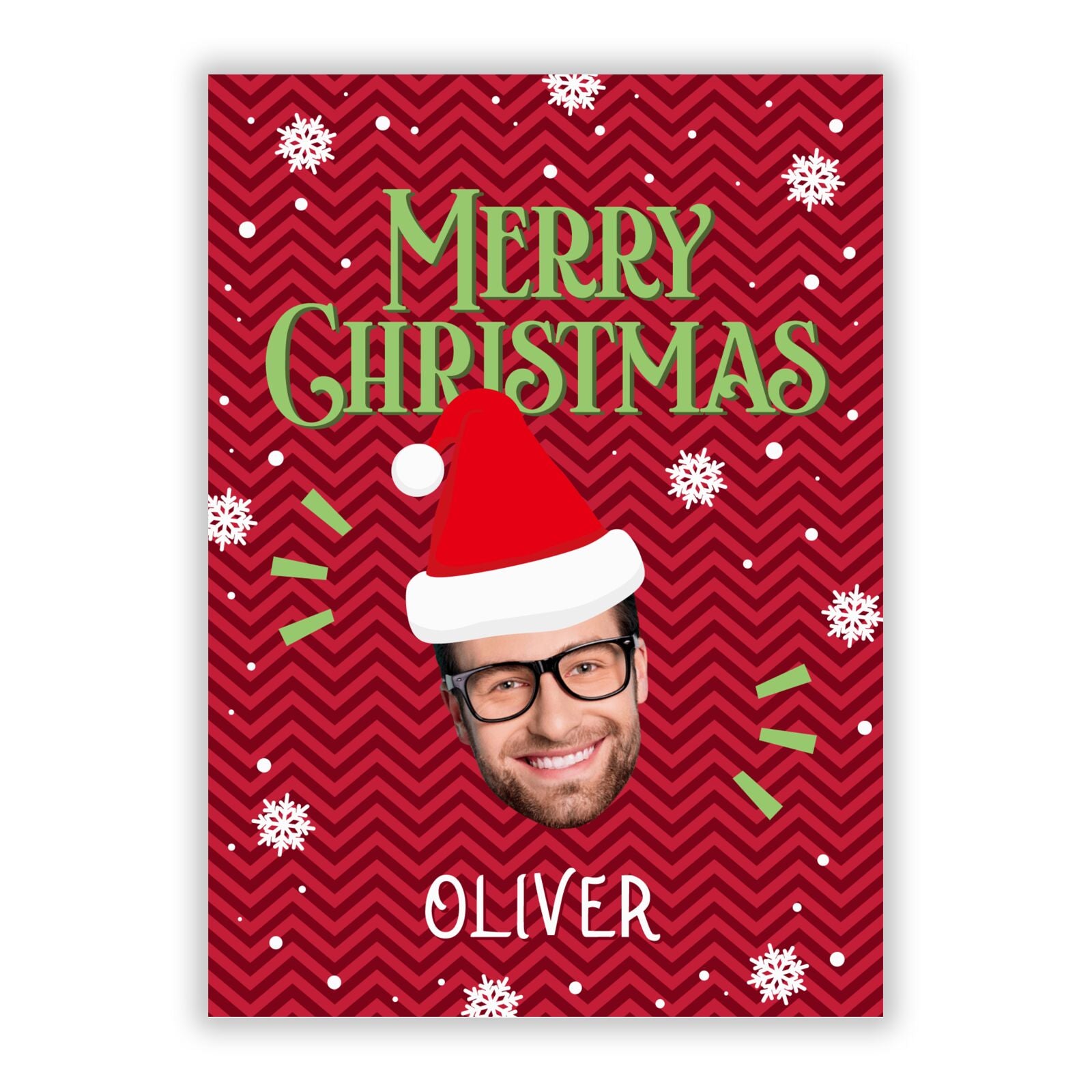 Personalised Santa Face A5 Flat Greetings Card