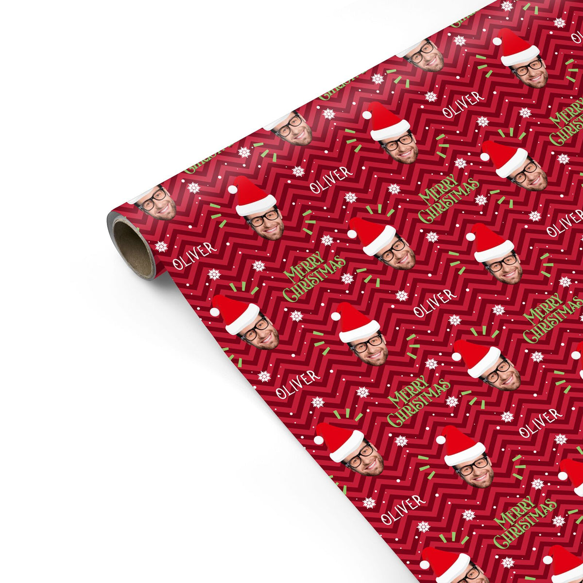 Santa Ramp Paper Red Personalised Santa Face Wrapping Paper – Dyefor