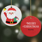 Personalised Santa Round Decoration on Christmas Background