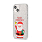 Personalised Santa iPhone 14 Glitter Tough Case Starlight Angled Image