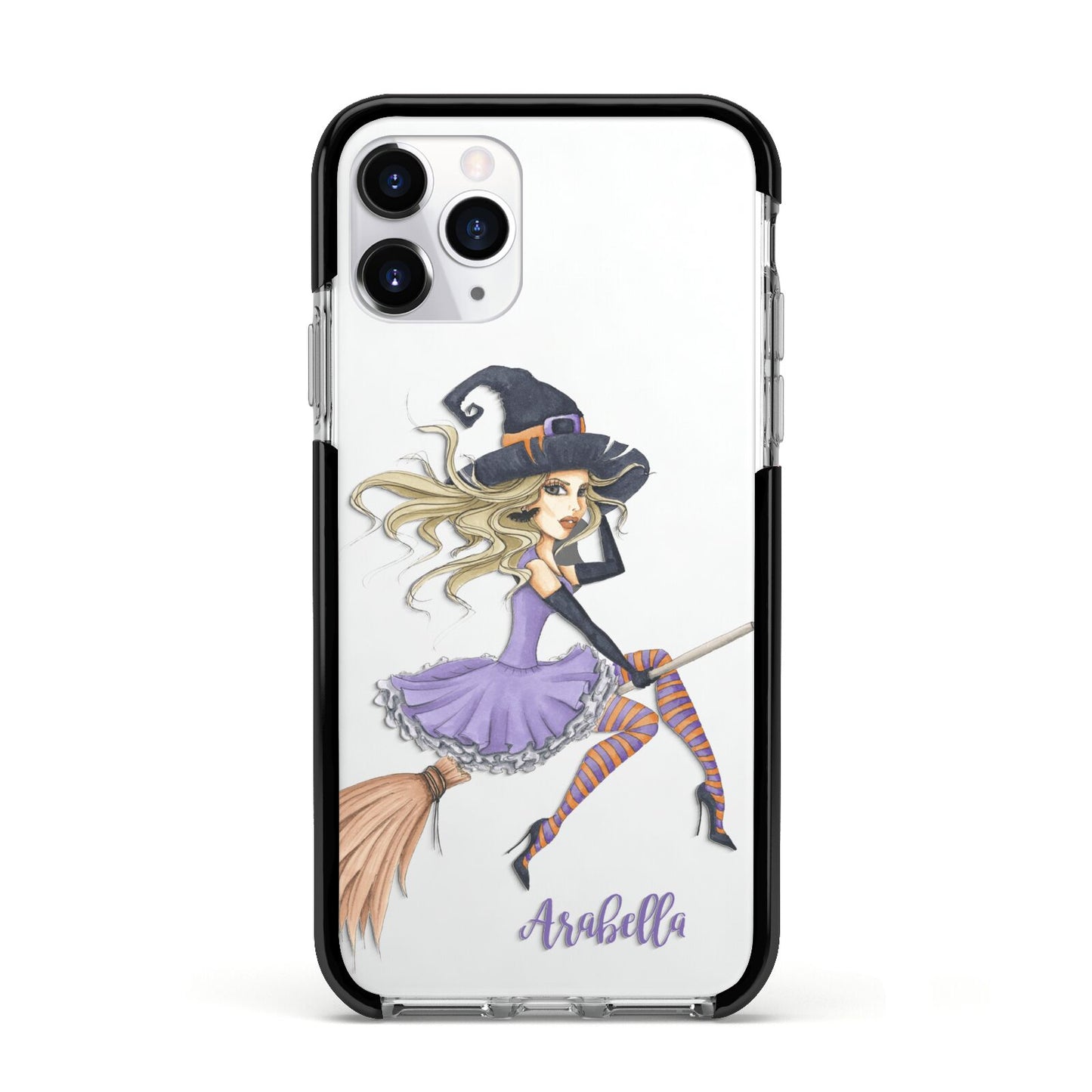Personalised Sassy Witch Apple iPhone 11 Pro in Silver with Black Impact Case