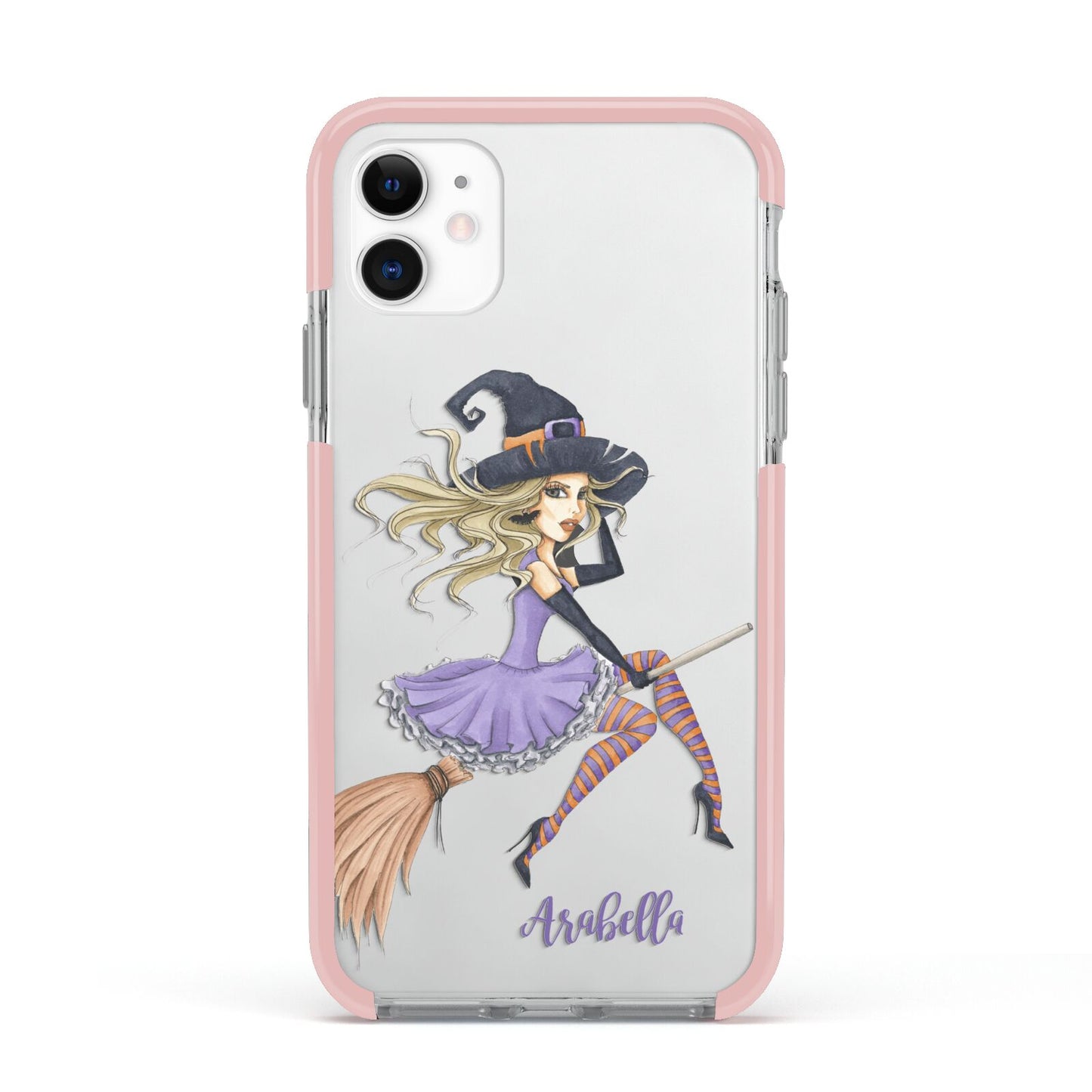 Personalised Sassy Witch Apple iPhone 11 in White with Pink Impact Case