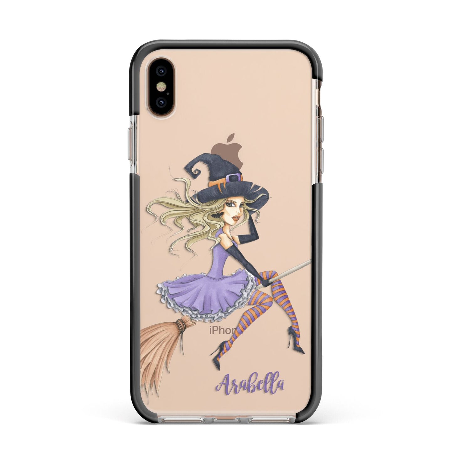 Personalised Sassy Witch Apple iPhone Xs Max Impact Case Black Edge on Gold Phone