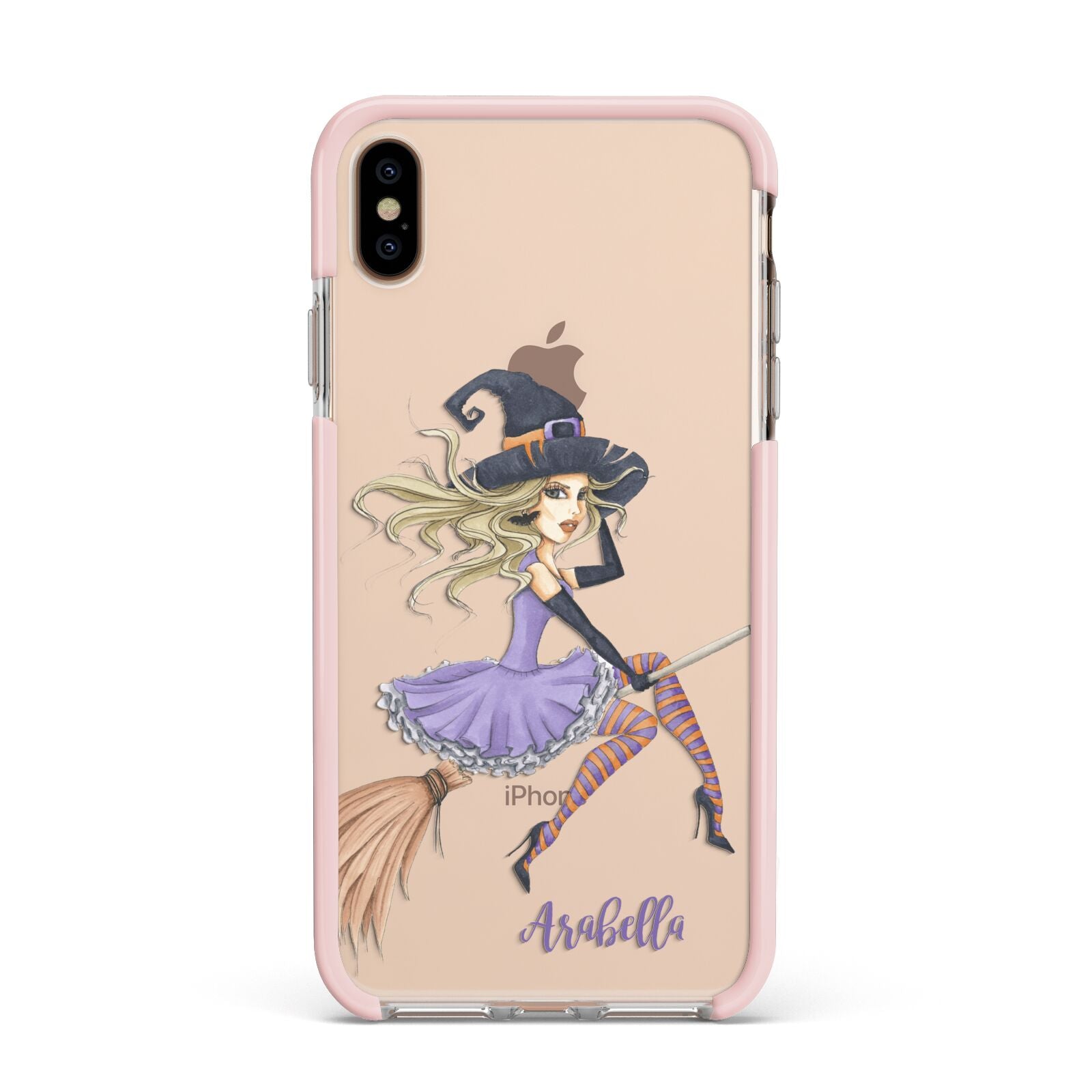 Personalised Sassy Witch Apple iPhone Xs Max Impact Case Pink Edge on Gold Phone