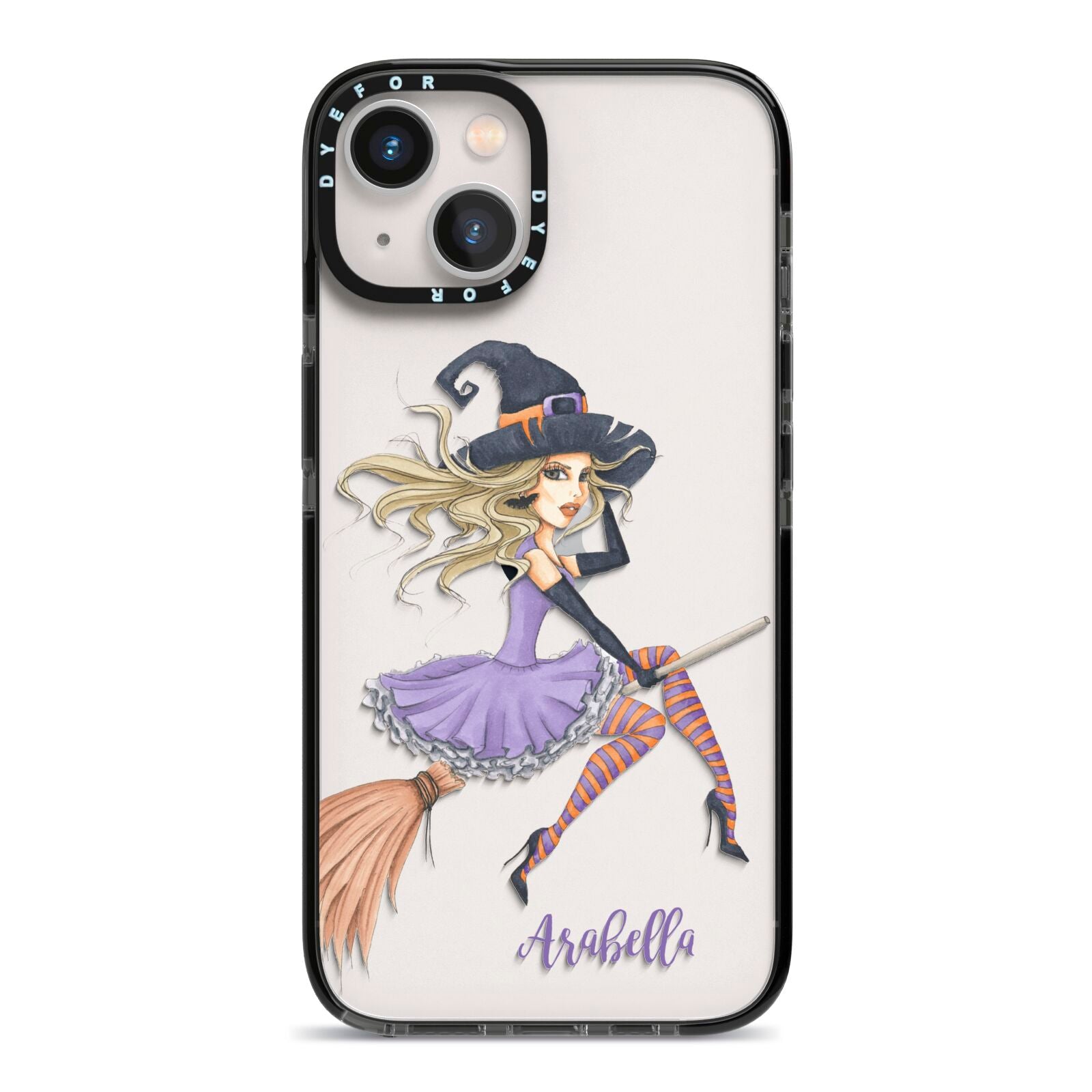 Personalised Sassy Witch iPhone 13 Black Impact Case on Silver phone