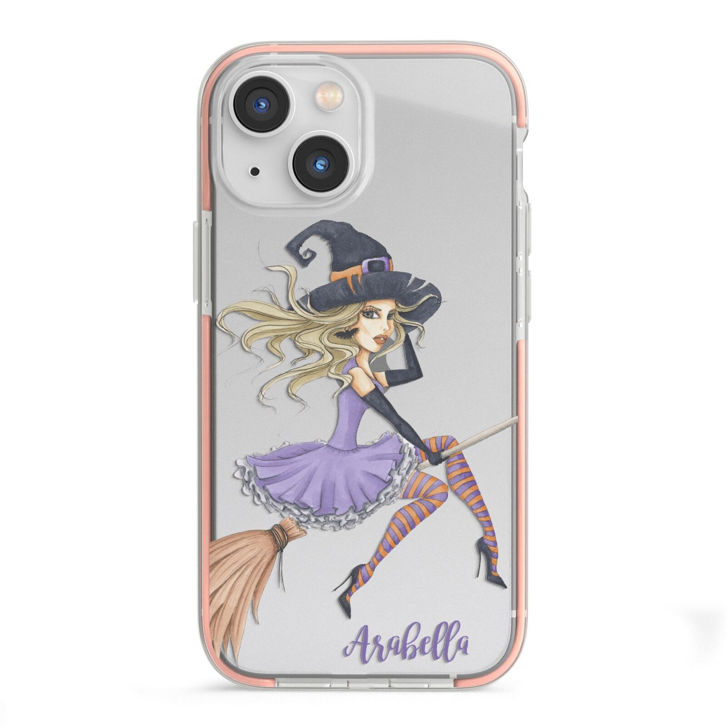Personalised Sassy Witch iPhone 13 Mini TPU Impact Case with Pink Edges