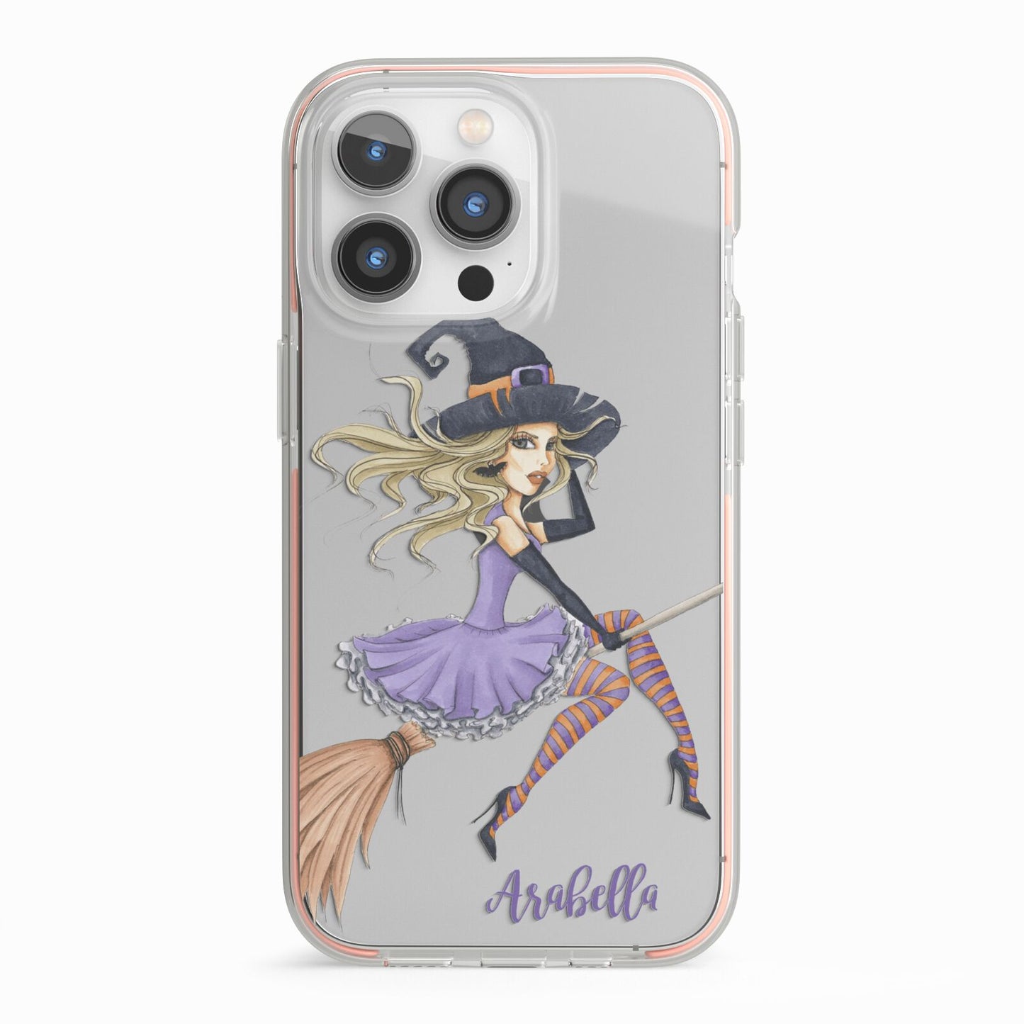 Personalised Sassy Witch iPhone 13 Pro TPU Impact Case with Pink Edges