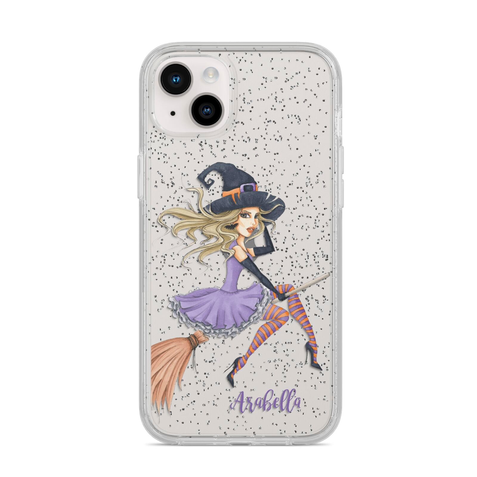 Personalised Sassy Witch iPhone 14 Plus Glitter Tough Case Starlight