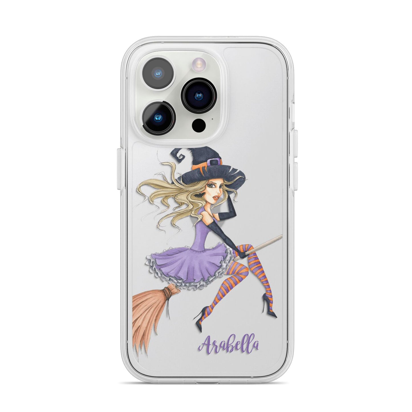 Personalised Sassy Witch iPhone 14 Pro Clear Tough Case Silver