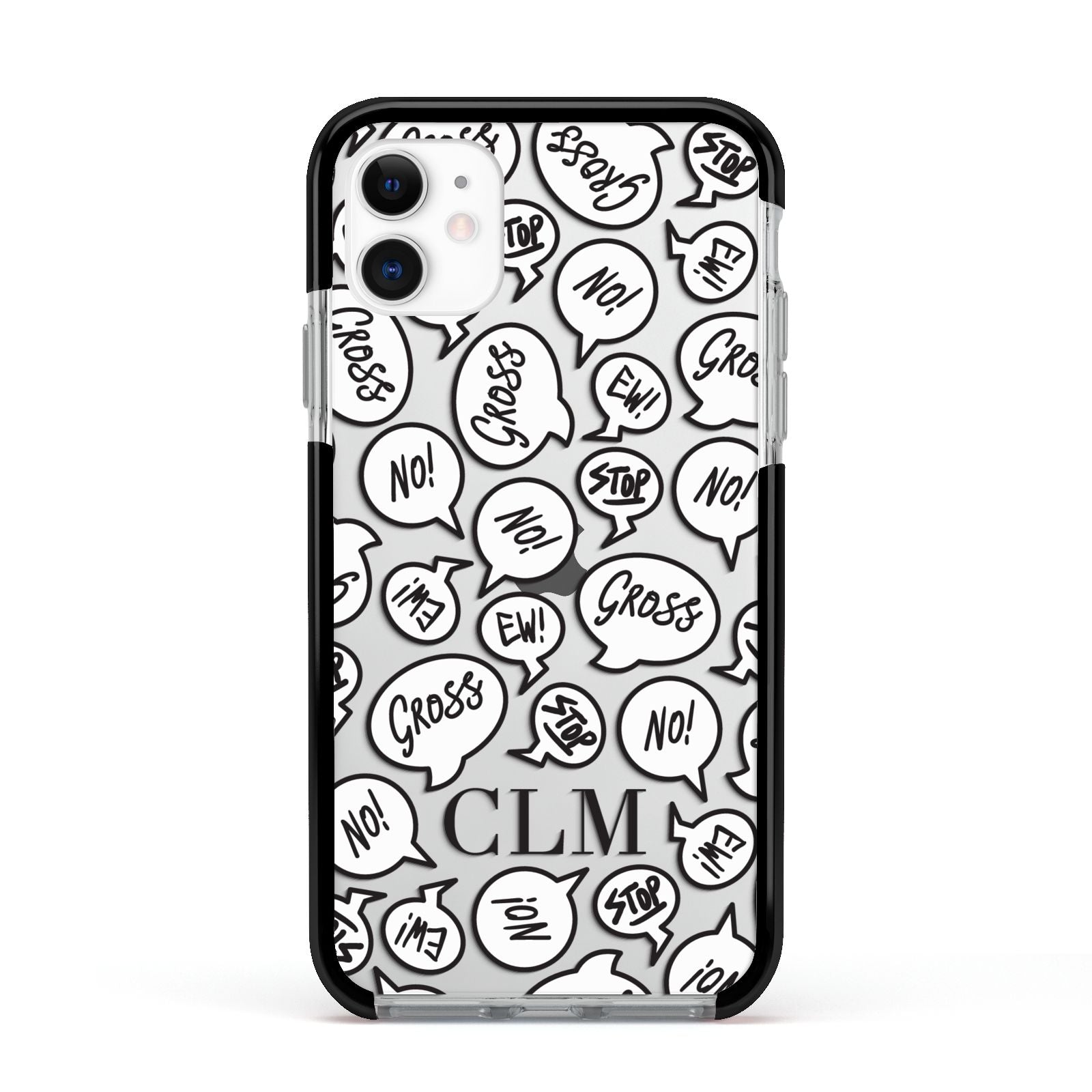 Personalised Sayings Initials Apple iPhone 11 in White with Black Impact Case