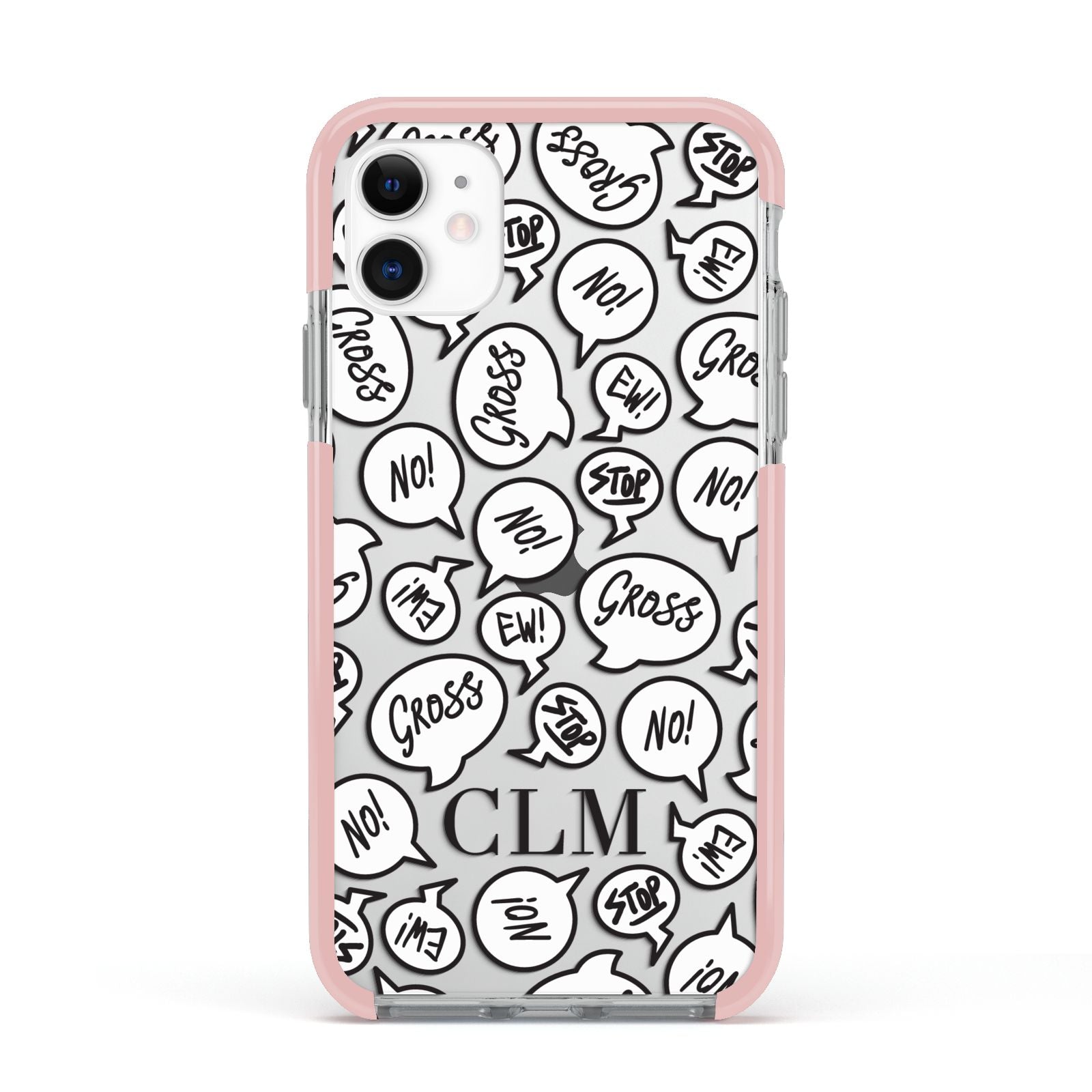 Personalised Sayings Initials Apple iPhone 11 in White with Pink Impact Case