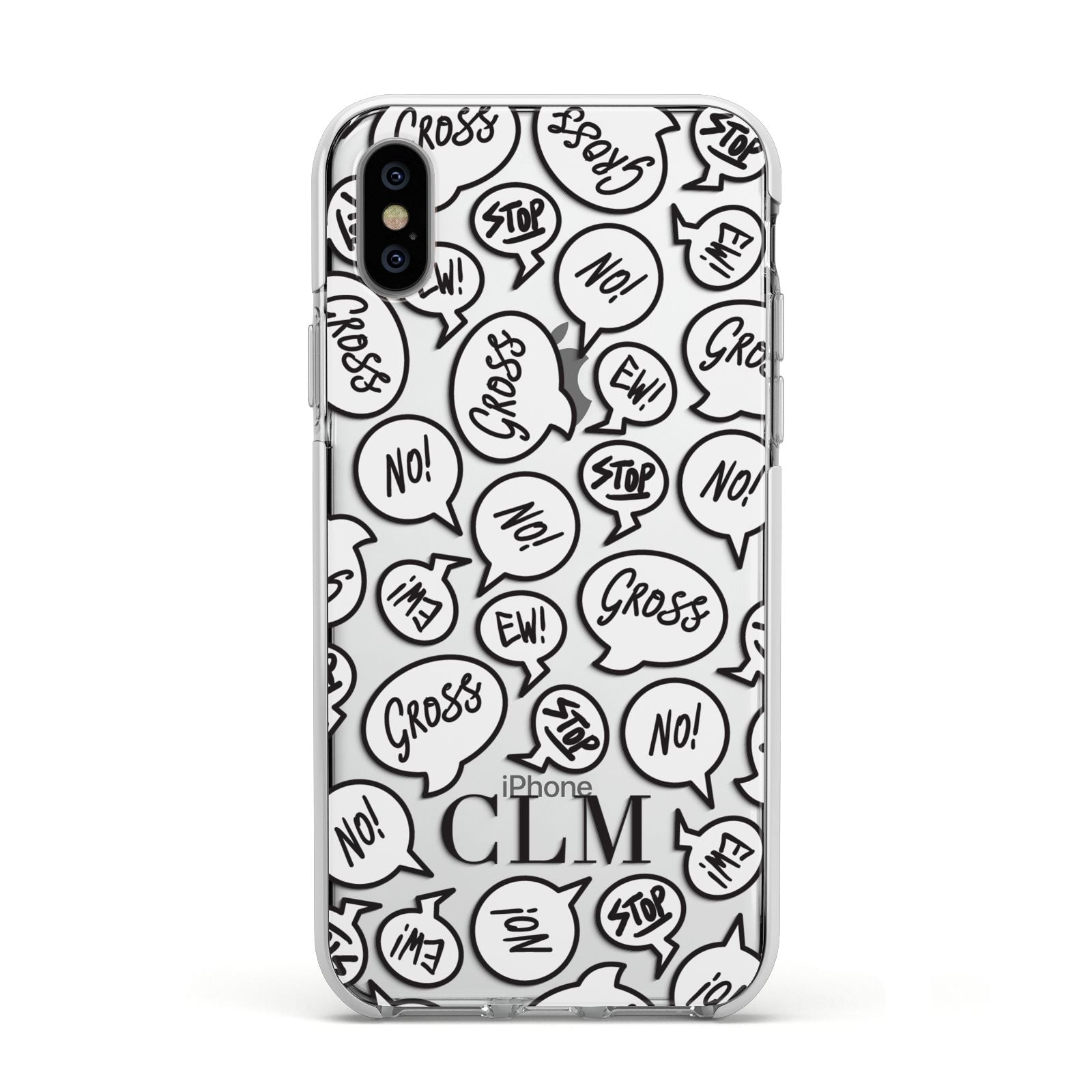 Personalised Sayings Initials Apple iPhone Xs Impact Case White Edge on Silver Phone