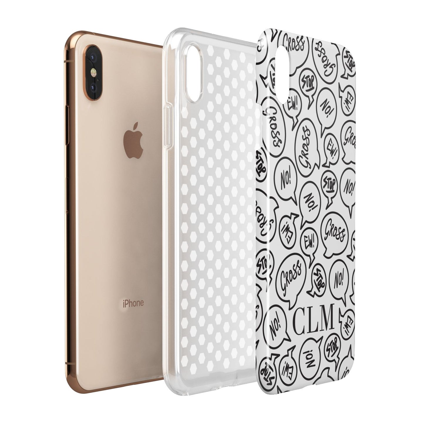 Personalised Sayings Initials Apple iPhone Xs Max 3D Tough Case Expanded View