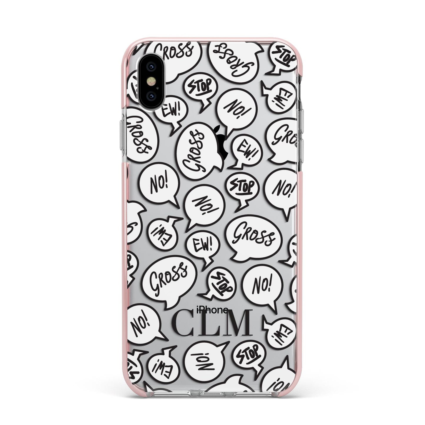 Personalised Sayings Initials Apple iPhone Xs Max Impact Case Pink Edge on Silver Phone