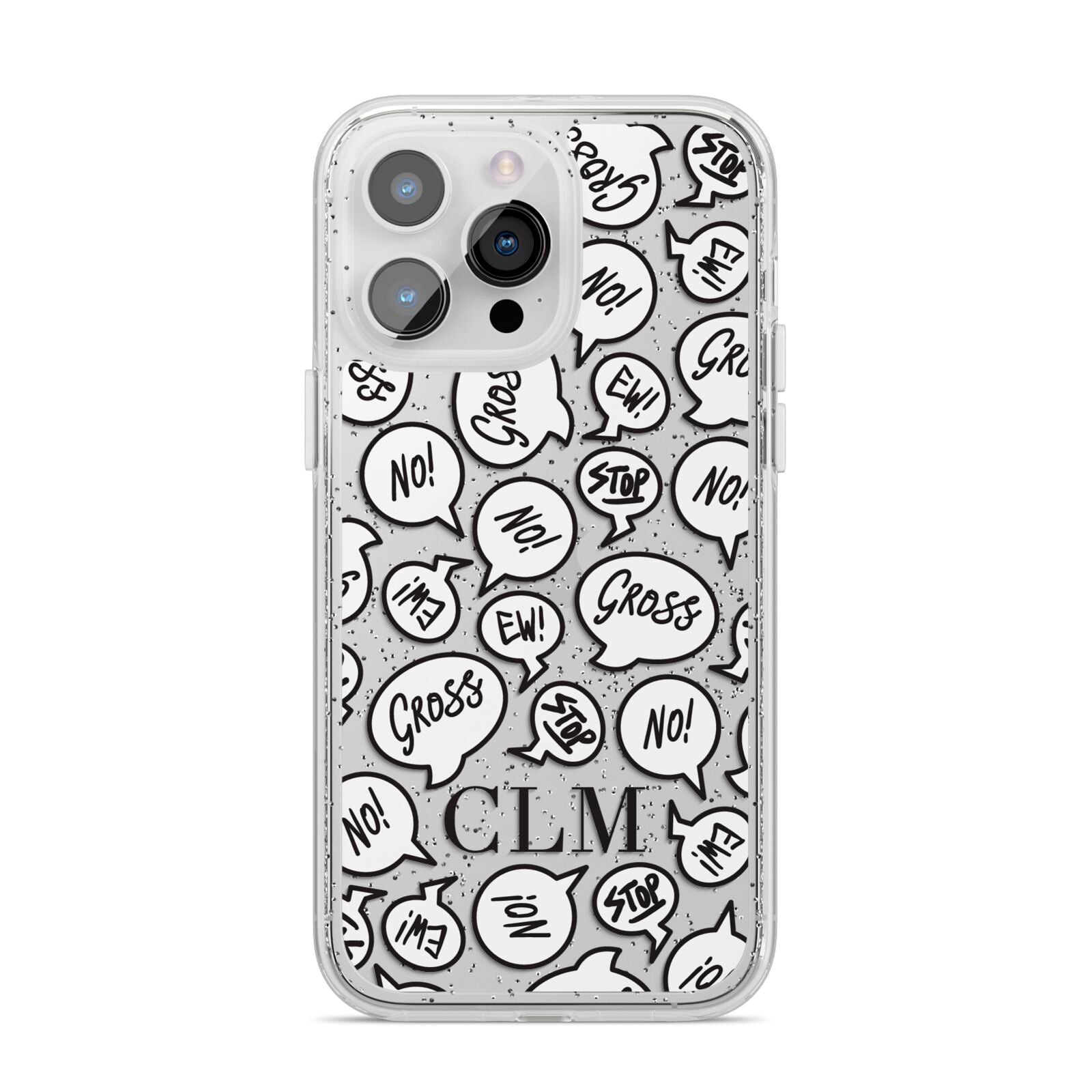 Personalised Sayings Initials iPhone 14 Pro Max Glitter Tough Case Silver