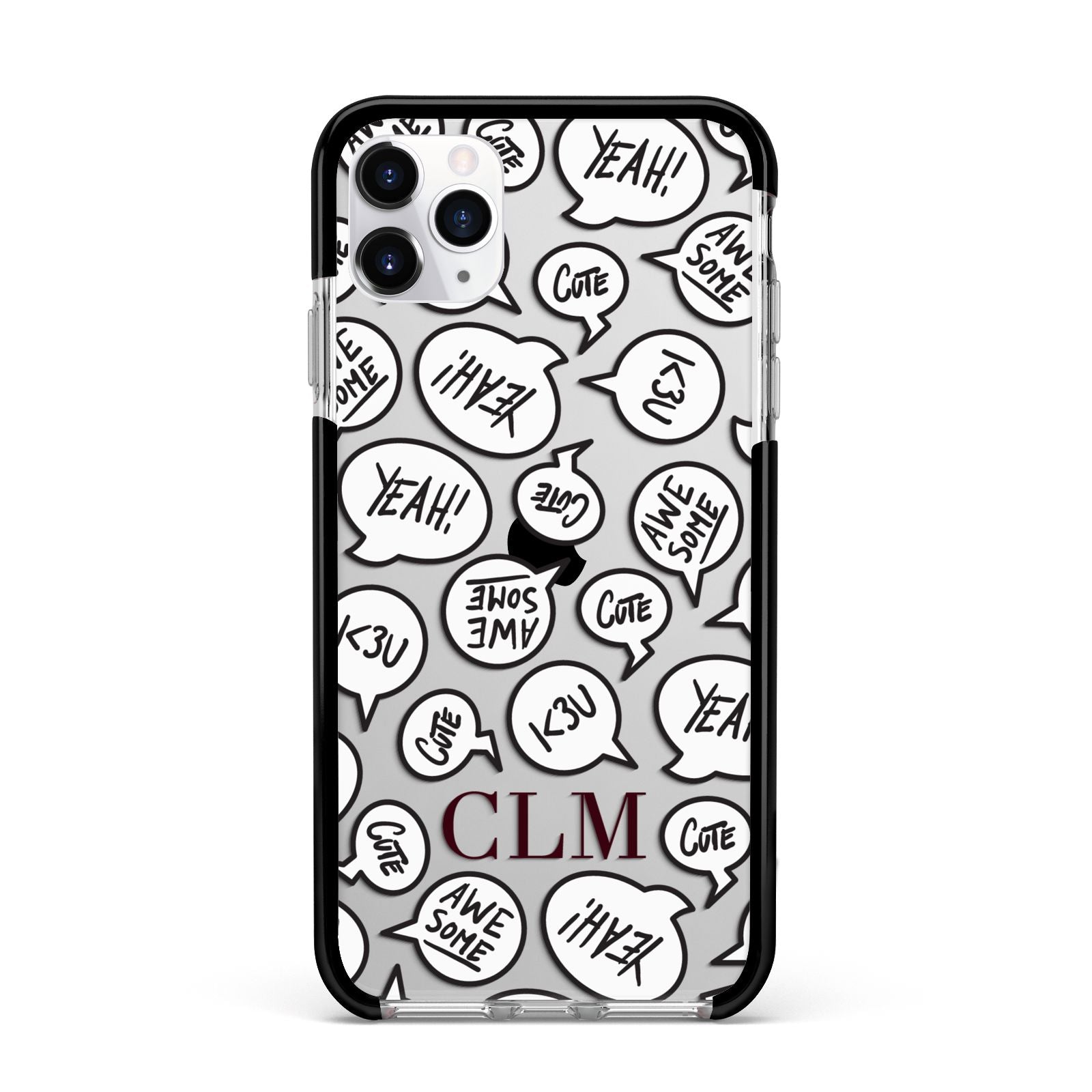 Personalised Sayings With Initials Apple iPhone 11 Pro Max in Silver with Black Impact Case