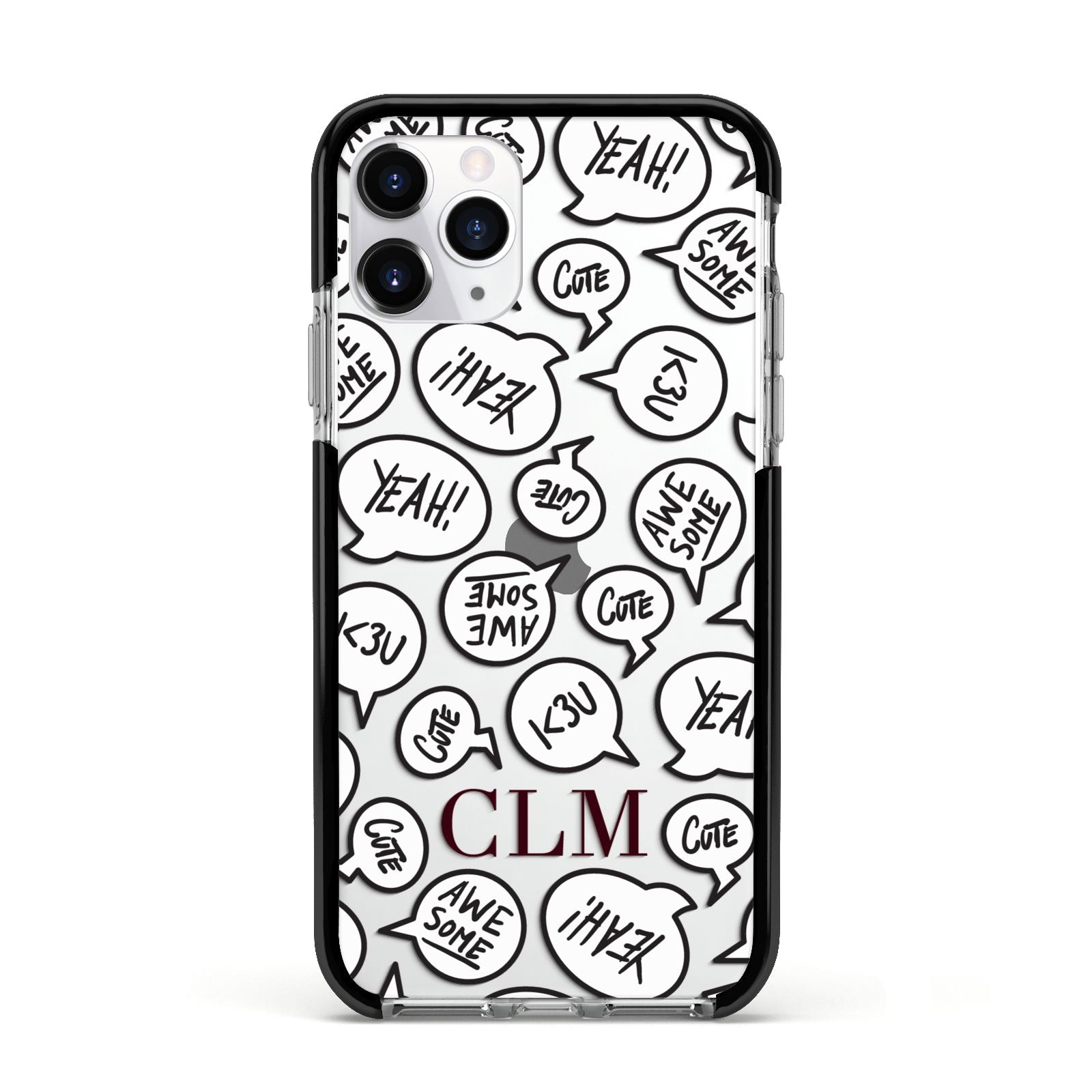 Personalised Sayings With Initials Apple iPhone 11 Pro in Silver with Black Impact Case