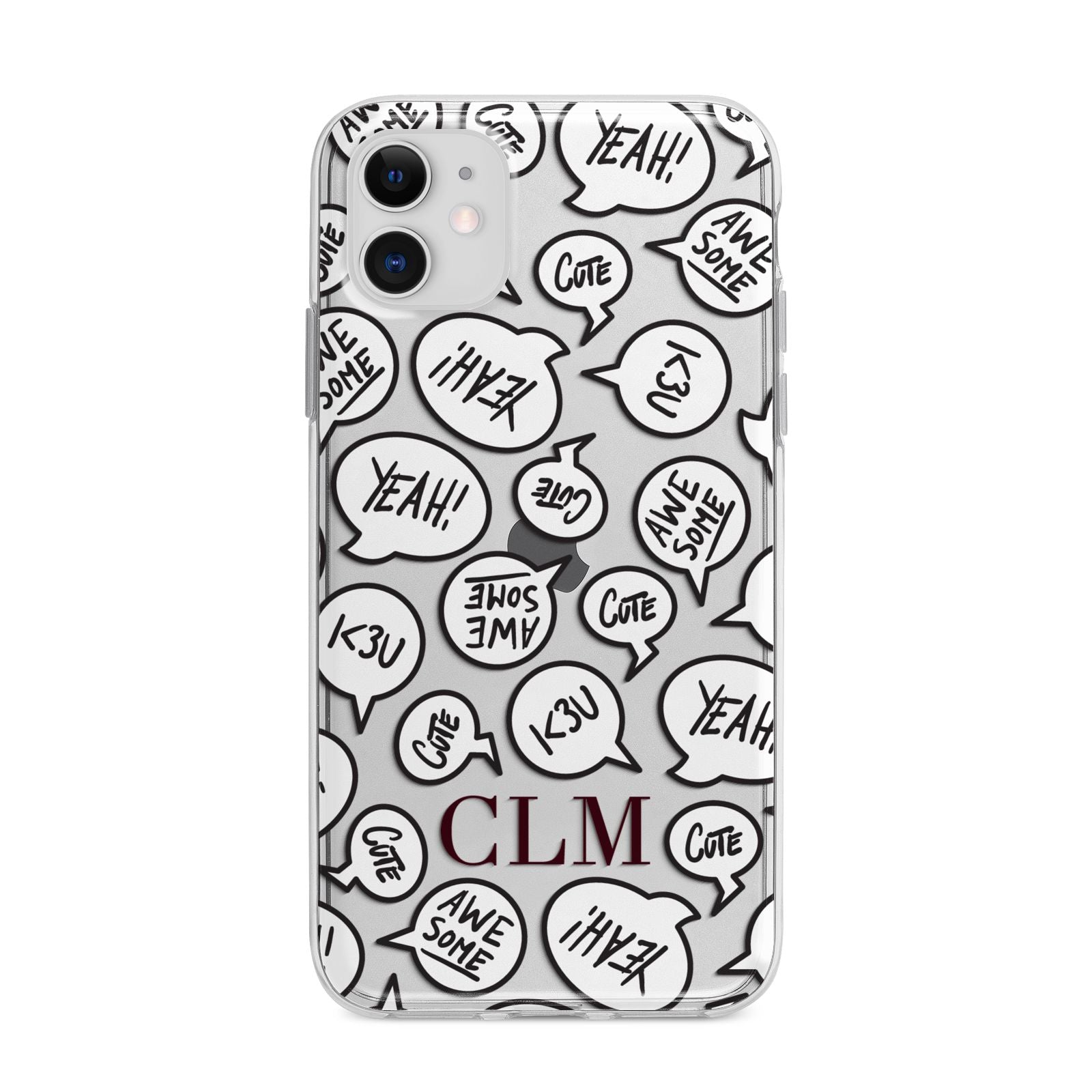 Personalised Sayings With Initials Apple iPhone 11 in White with Bumper Case