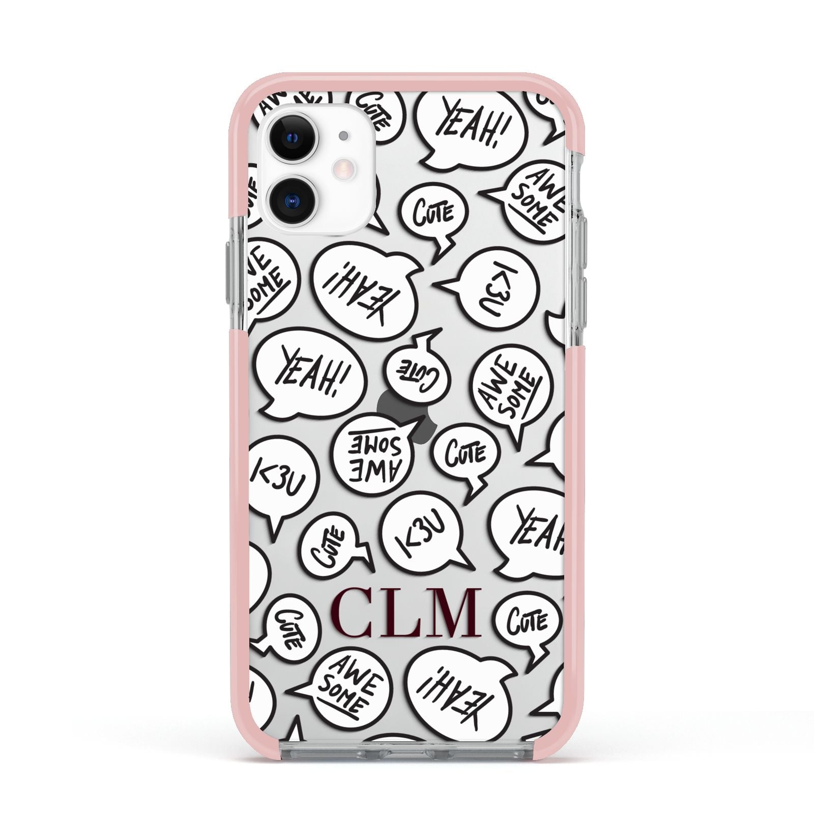 Personalised Sayings With Initials Apple iPhone 11 in White with Pink Impact Case