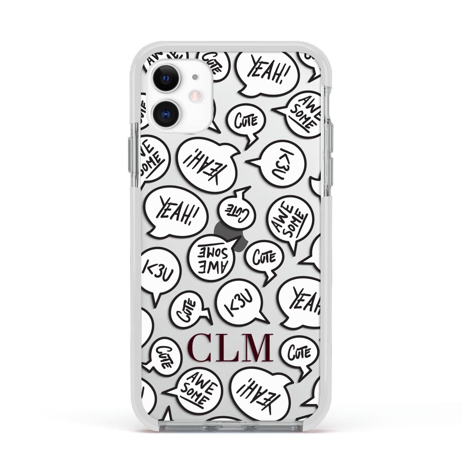 Personalised Sayings With Initials Apple iPhone 11 in White with White Impact Case