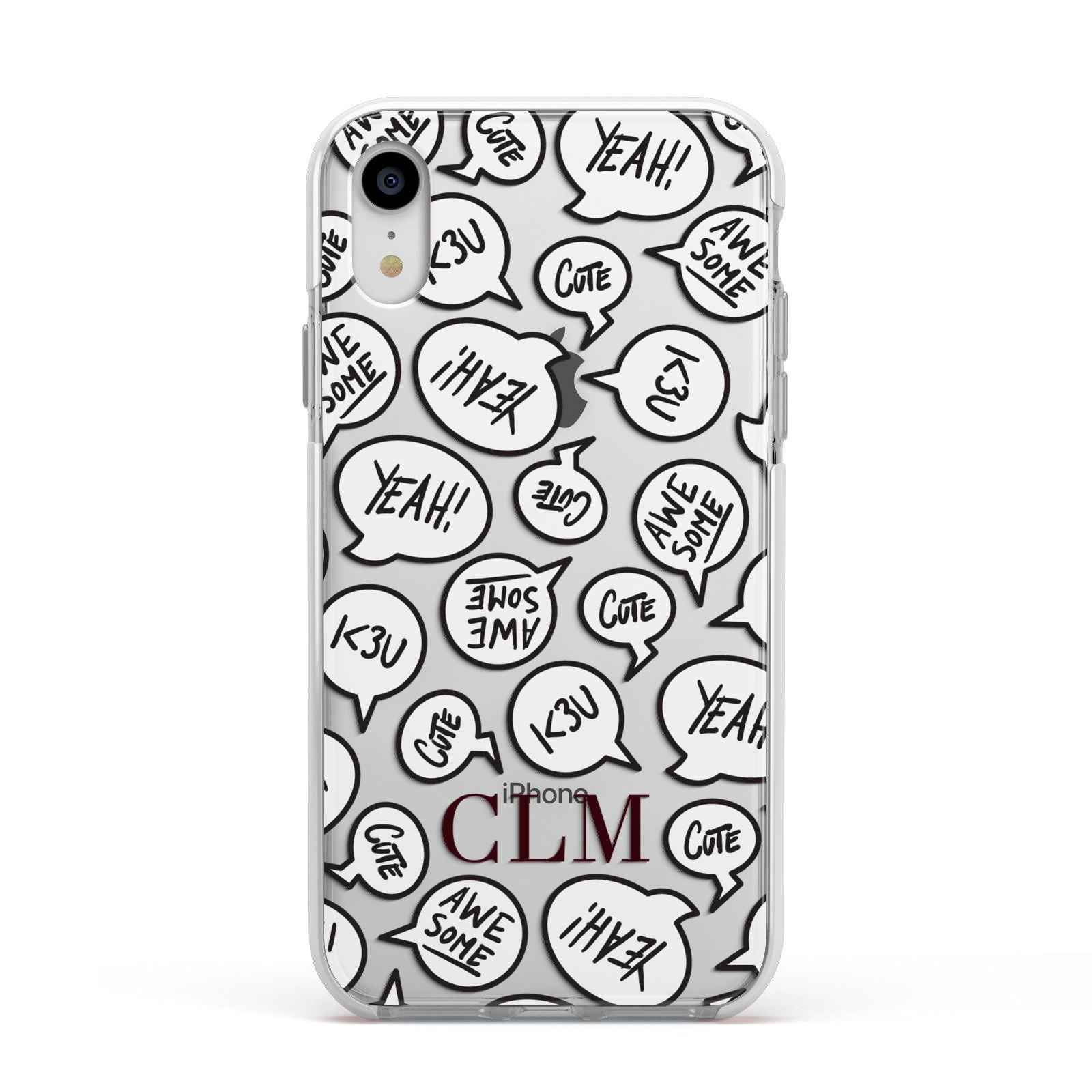 Personalised Sayings With Initials Apple iPhone XR Impact Case White Edge on Silver Phone