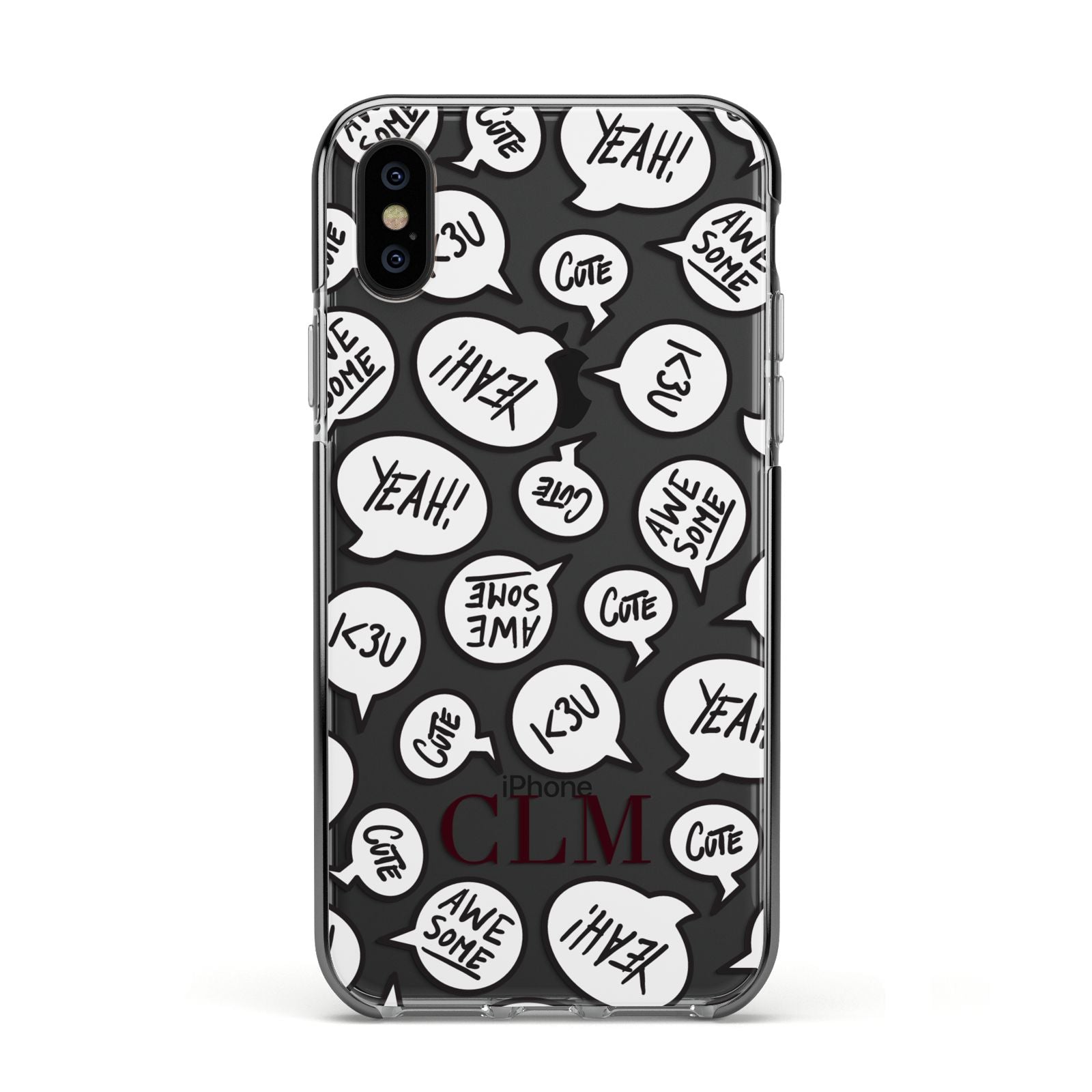 Personalised Sayings With Initials Apple iPhone Xs Impact Case Black Edge on Black Phone