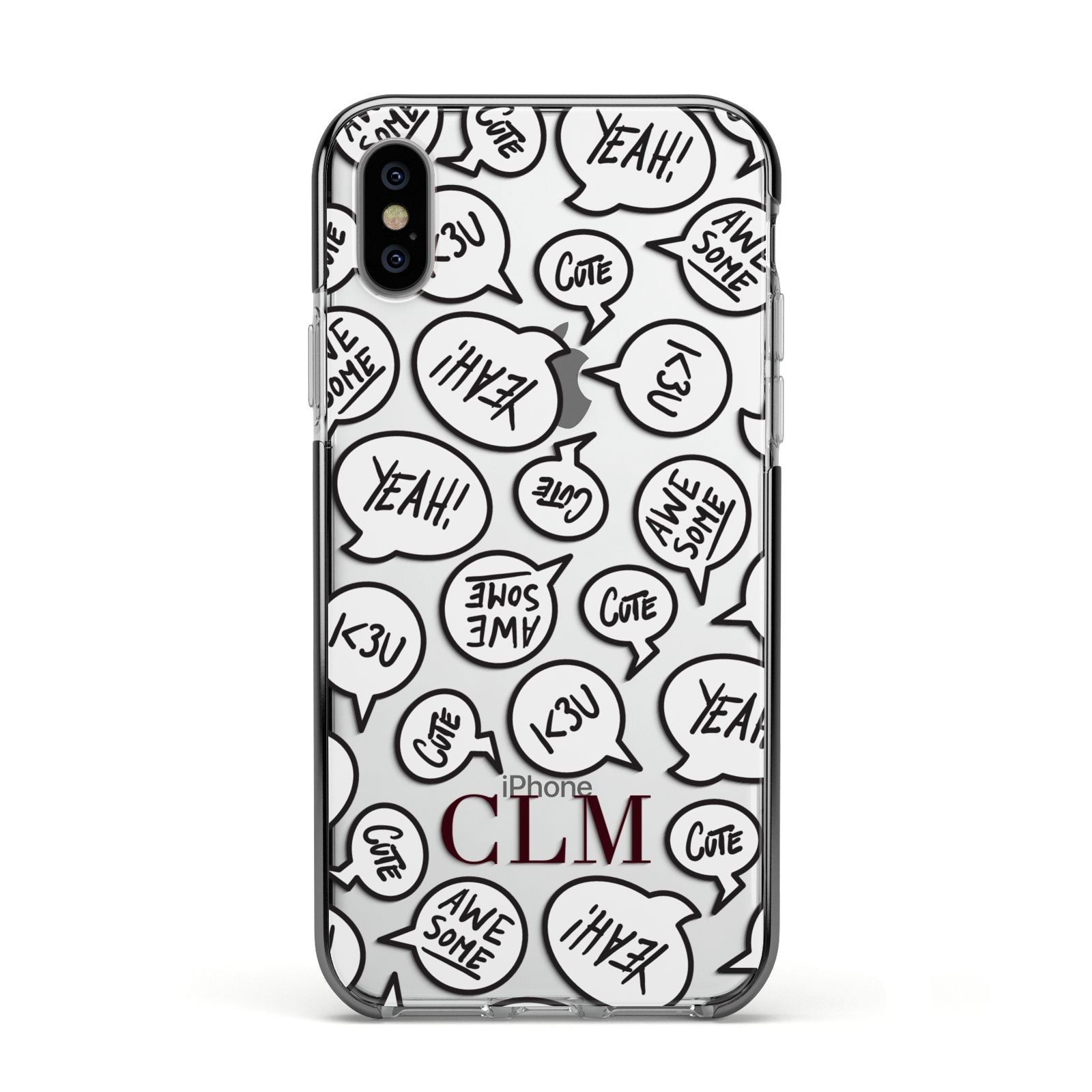 Personalised Sayings With Initials Apple iPhone Xs Impact Case Black Edge on Silver Phone
