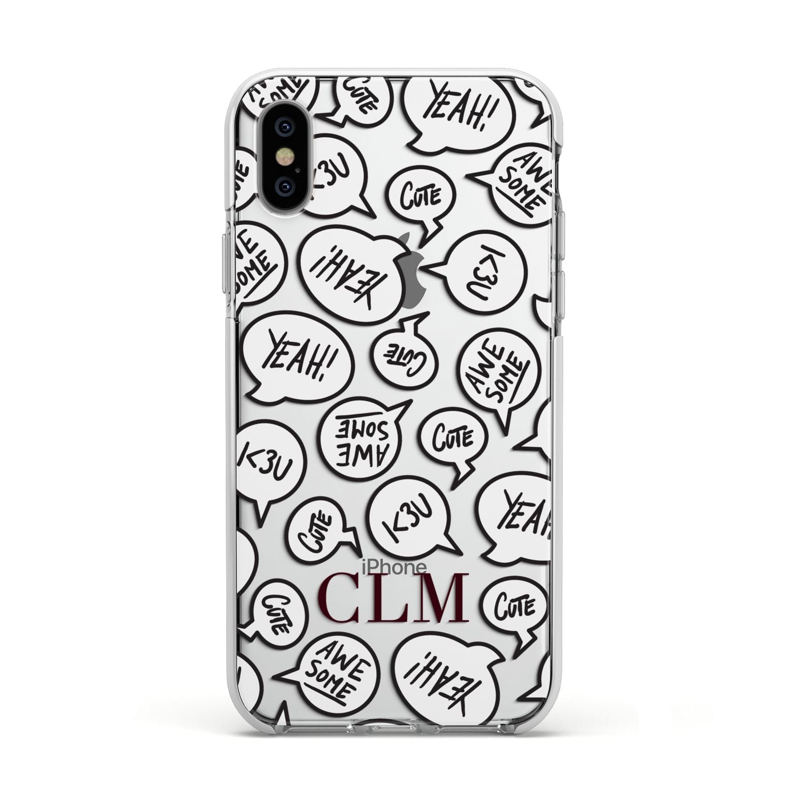 Personalised Sayings With Initials Apple iPhone Xs Impact Case White Edge on Silver Phone